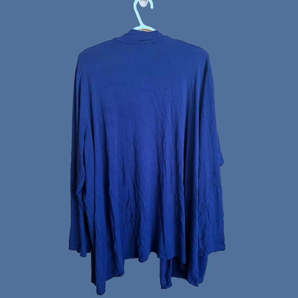 Vintage Kim Rogers Blue Cotton Knit Cardigan Open Front Roll Sleeve 2X Casual Womens Size XXL / US 16-18 / IT 52-54 - 1 Thumbnail