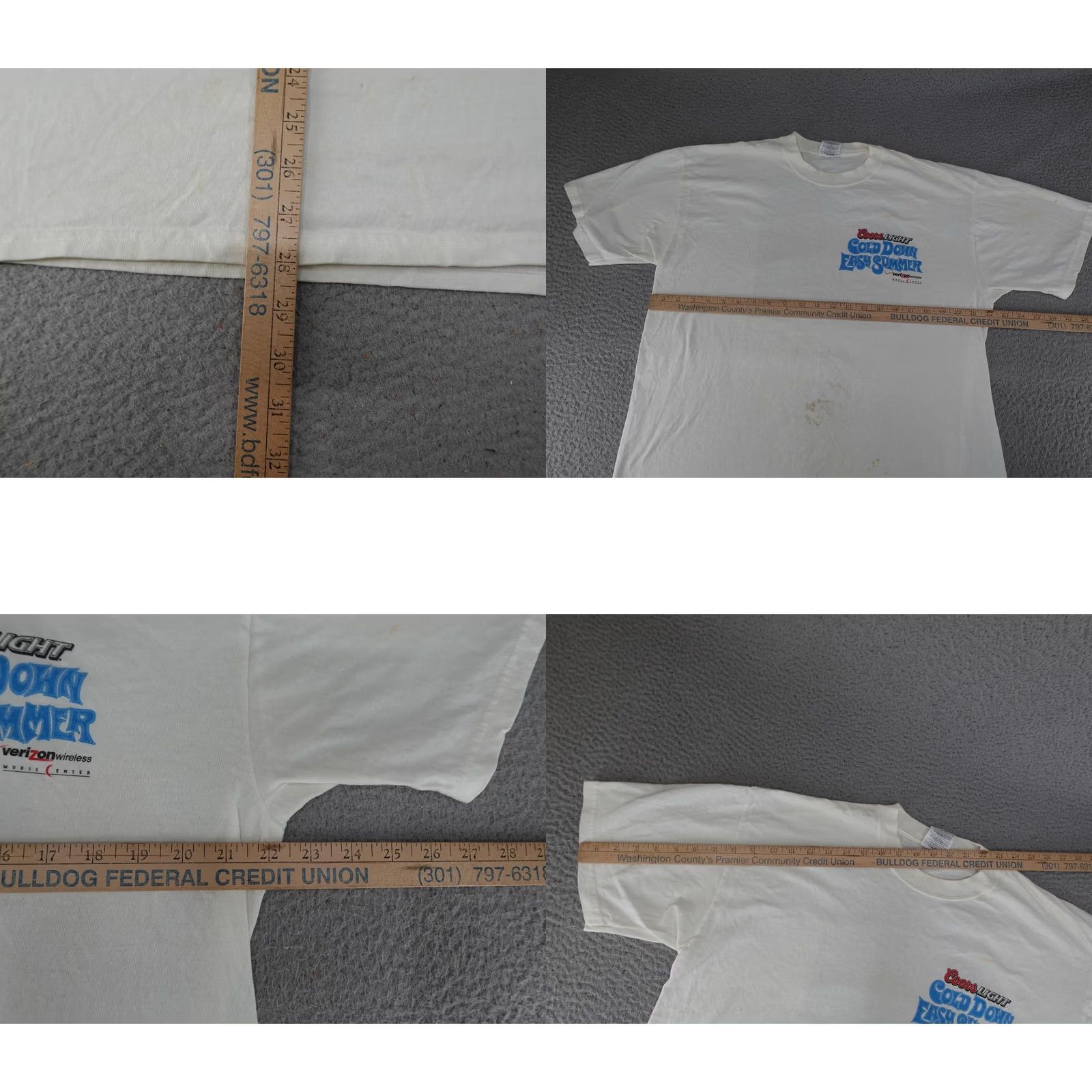 Jerzees VINTAGE Coors Light Shirt Mens XL White Crew Neck Short Sleeve Graphic Print 90s/Promo Beer Concert Mens Size US XL / EU 56 / 4 - 8 Thumbnail
