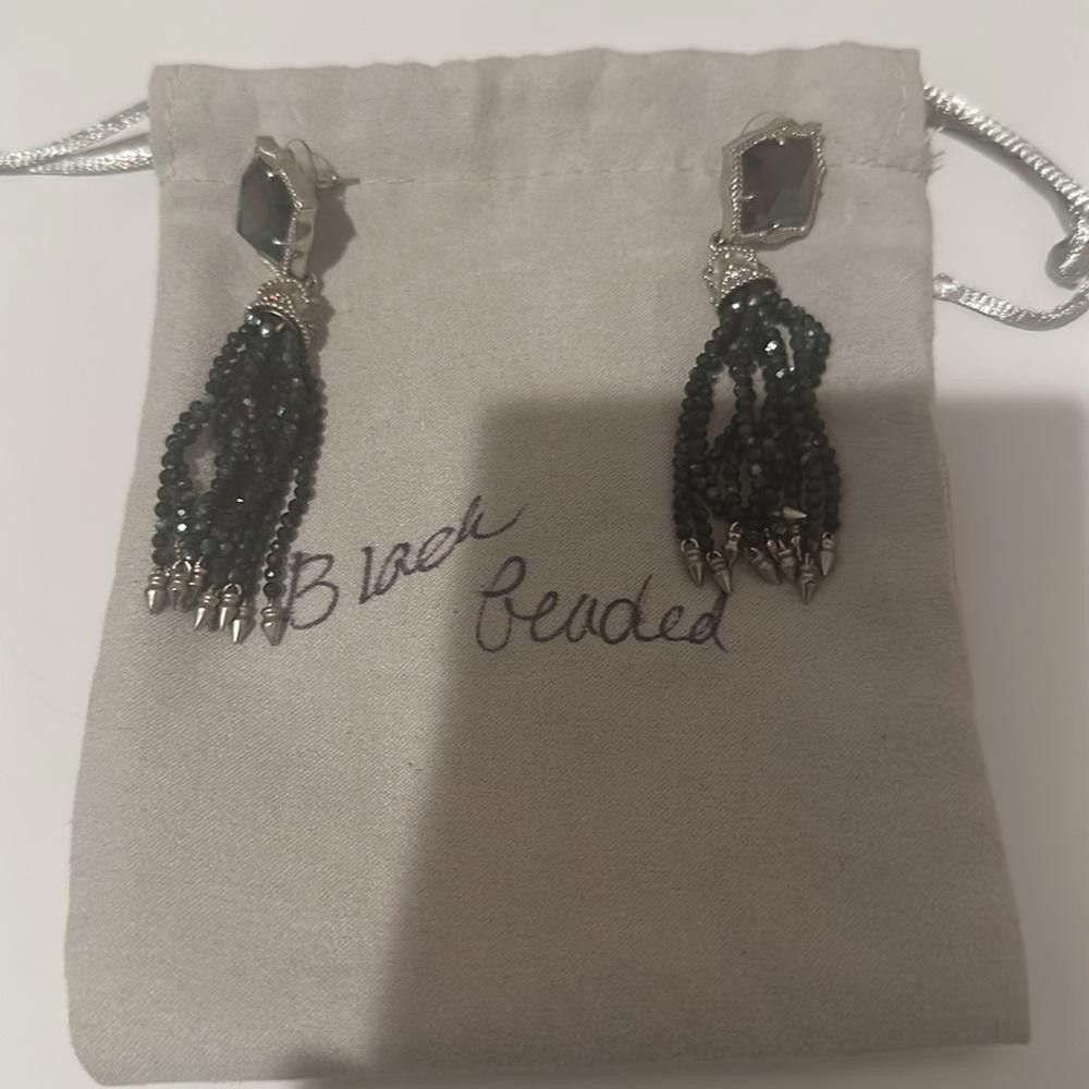 Designer Kendra Scott Misha Tassel Earrings Black Pearl Silver Size ONE SIZE - 7 Thumbnail