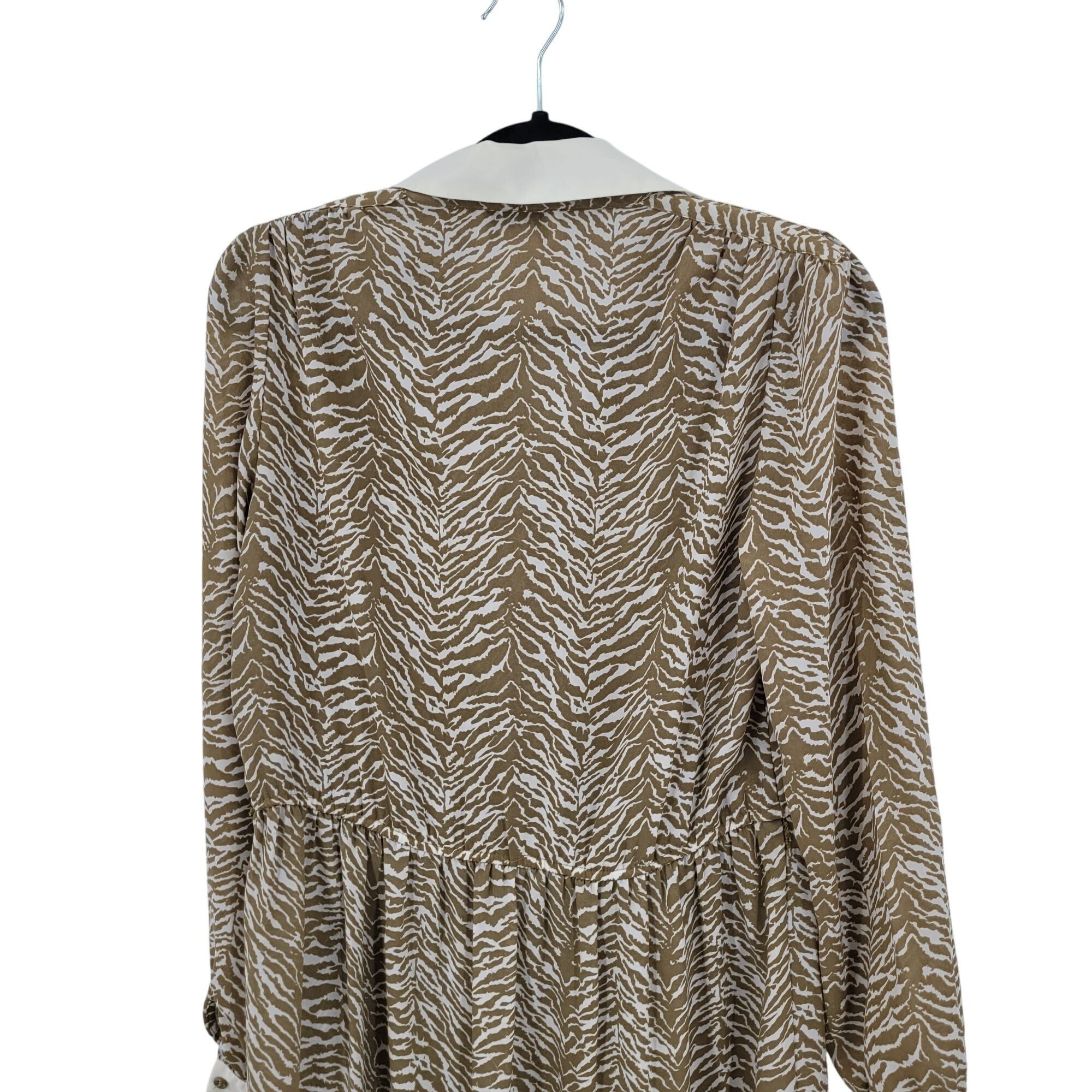 Vintage Vtg 70s Tan Zebra Long Sleeve Collared Midi Dress Sz S Sheer Size S / US 4 / IT 40 - 8 Thumbnail