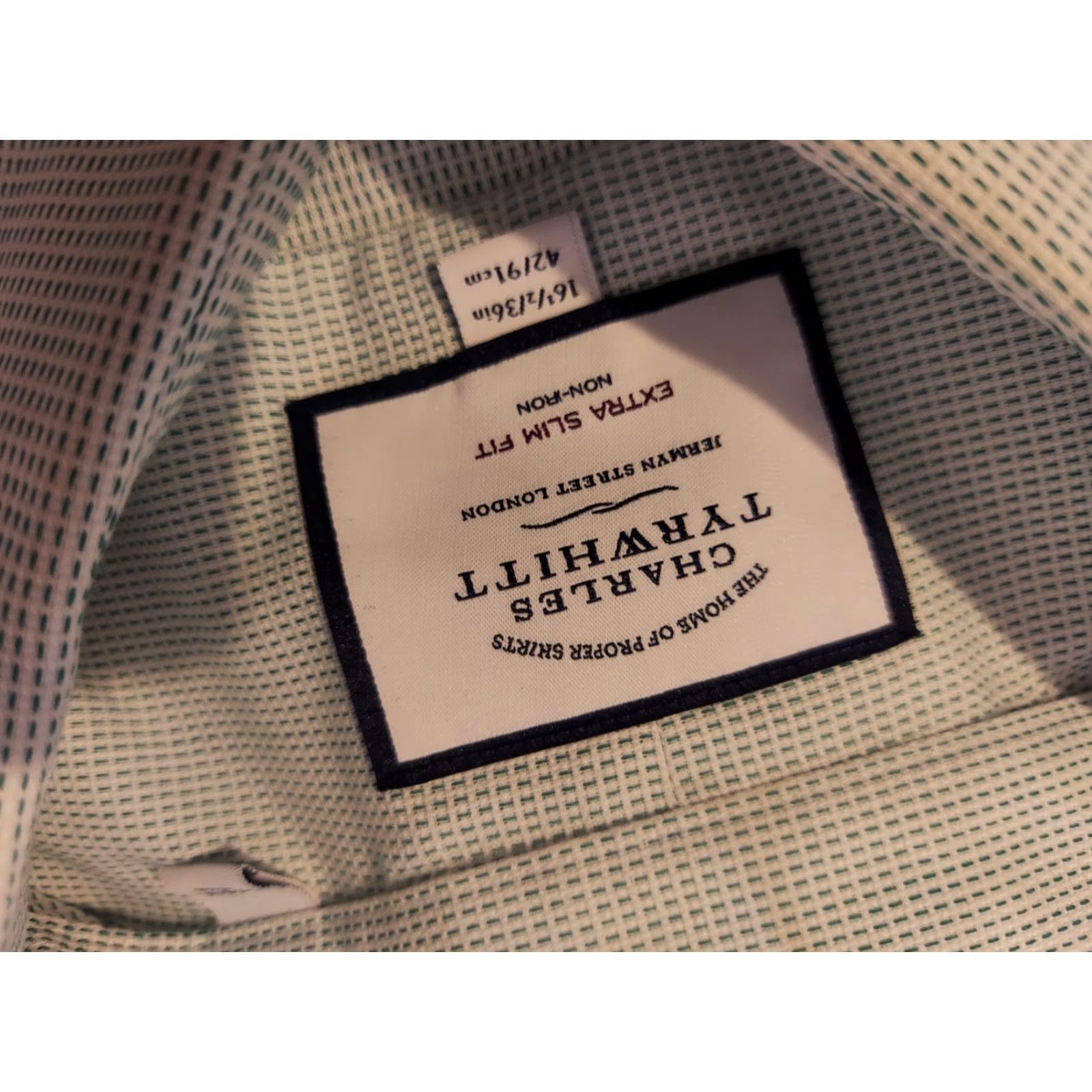 Charles Tyrwhitt Mens Charles Tyrwhitt Dress Shirt Button Cotton Blue 16.5 36 Extra Slim Regular 16.5 Size 46R - 3 Thumbnail