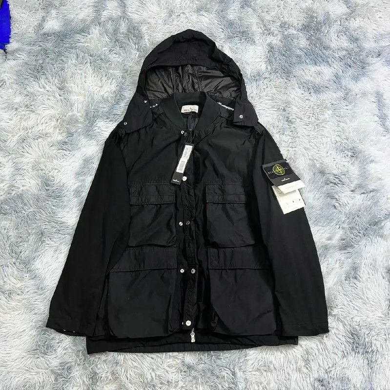Stone Island Stone Island Black Men's Jacket with Hood 0089 Size US XL / EU 56 / 4 - 1 Thumbnail