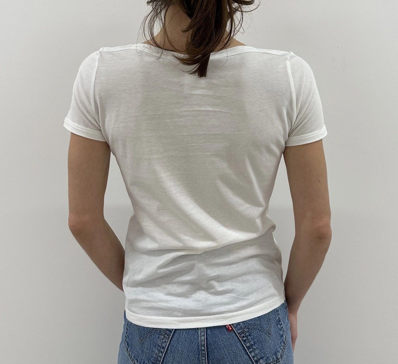 Sonia Rykiel Sonia Rykiel Womens Fitted Tee White Top Bow Print Size S / US 4 / IT 40 - 6 Thumbnail
