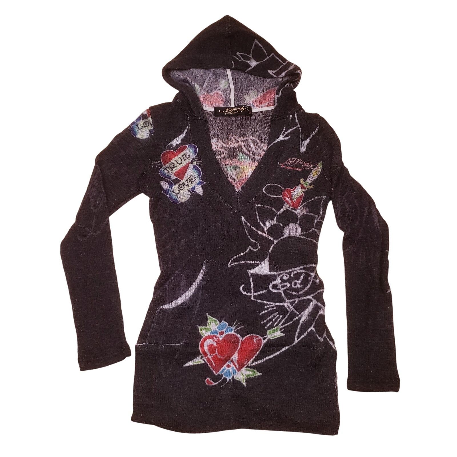 Ed Hardy Vtg Ed Hardy fitted pullover v-neck mini dress PETITE Size XS / US 0-2 / IT 36-38 - 1 Thumbnail