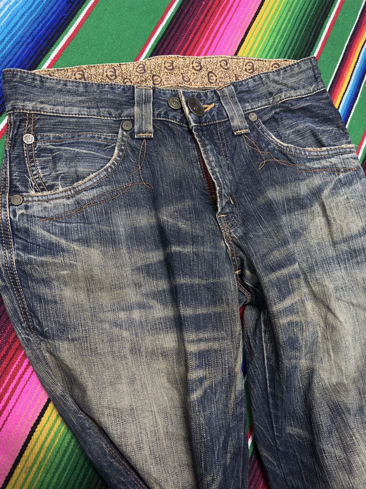 If Six Was Nine 💥edwin 503💥 Crazy Design Waist Navajo💥 Size US 31 - 8 Thumbnail