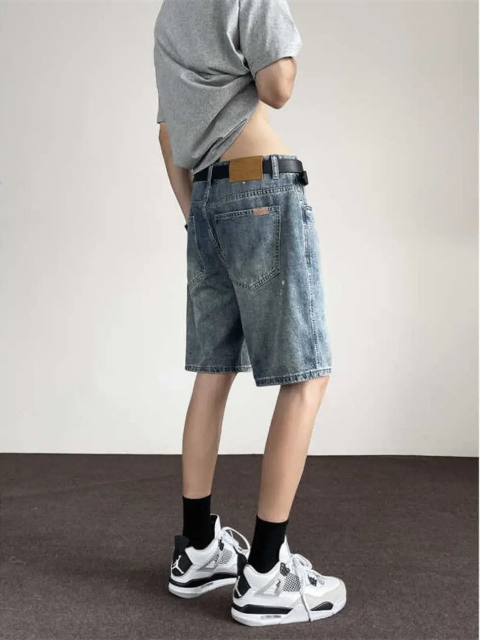 Japanese Brand Retro loose splashed ink denim shorts Size US 32 / EU 48 - 5 Thumbnail