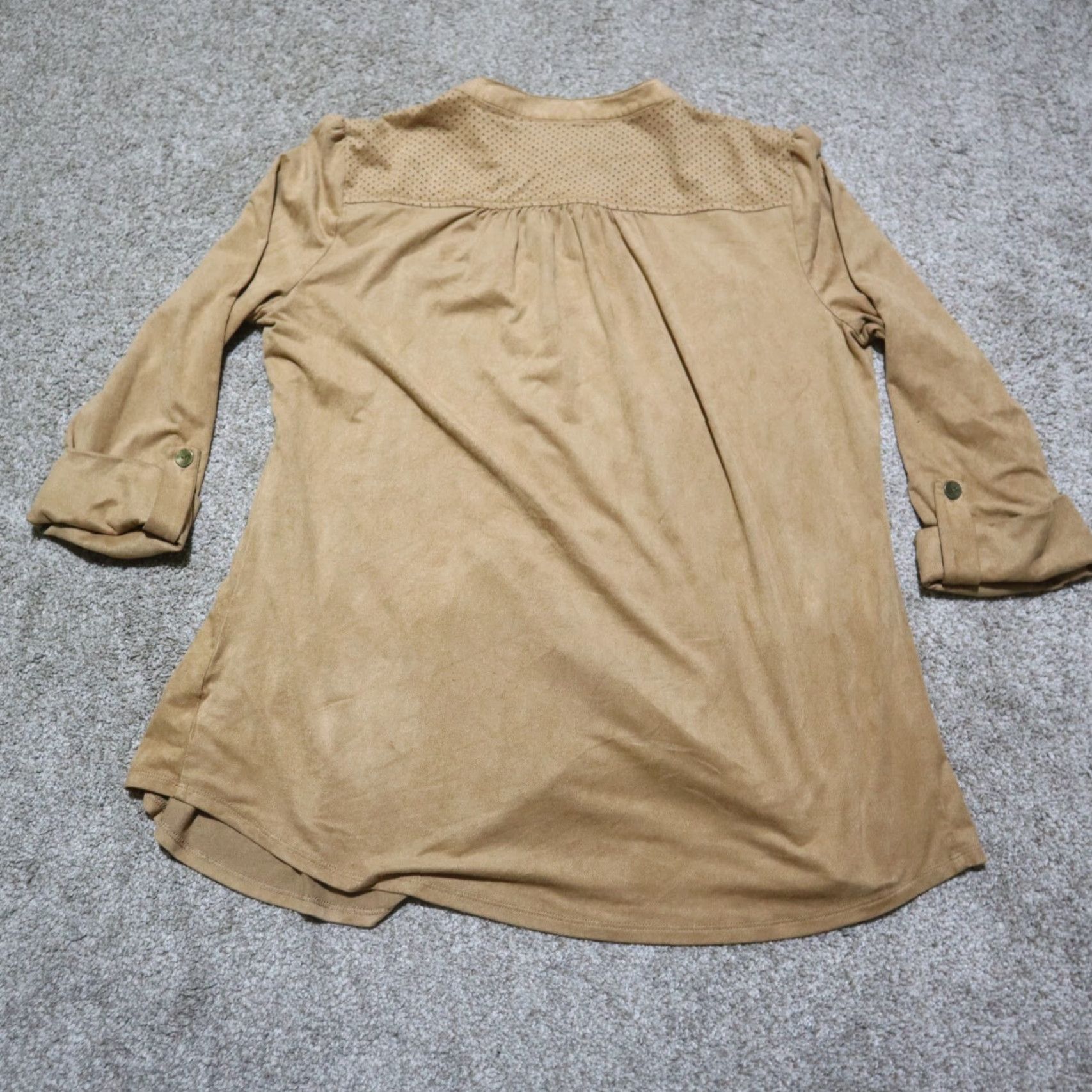 Vintage New Directions Shirt Women's L Brown Linen Roll Tab Sleeve Button Up Blouse Size L Size L / US 10 / IT 46 - 7 Thumbnail