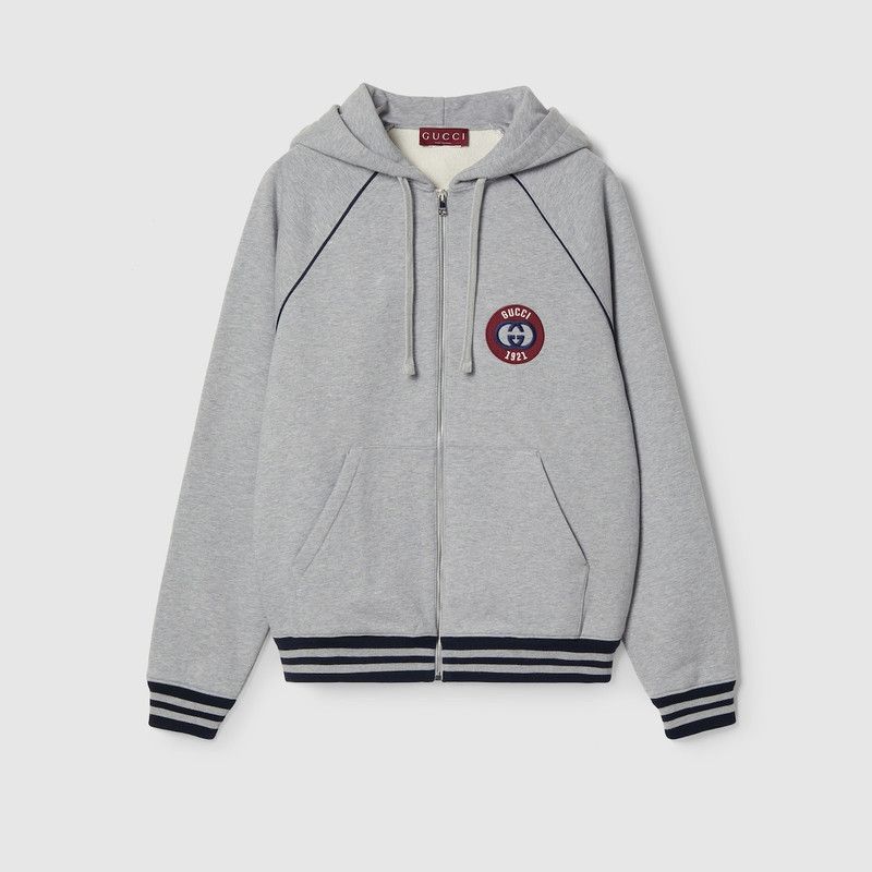 Gucci oc11z0226 Felted Cotton Zipped Jacket Hoodie With Patch Size US XXL / EU 58 / 5 - 1 Thumbnail