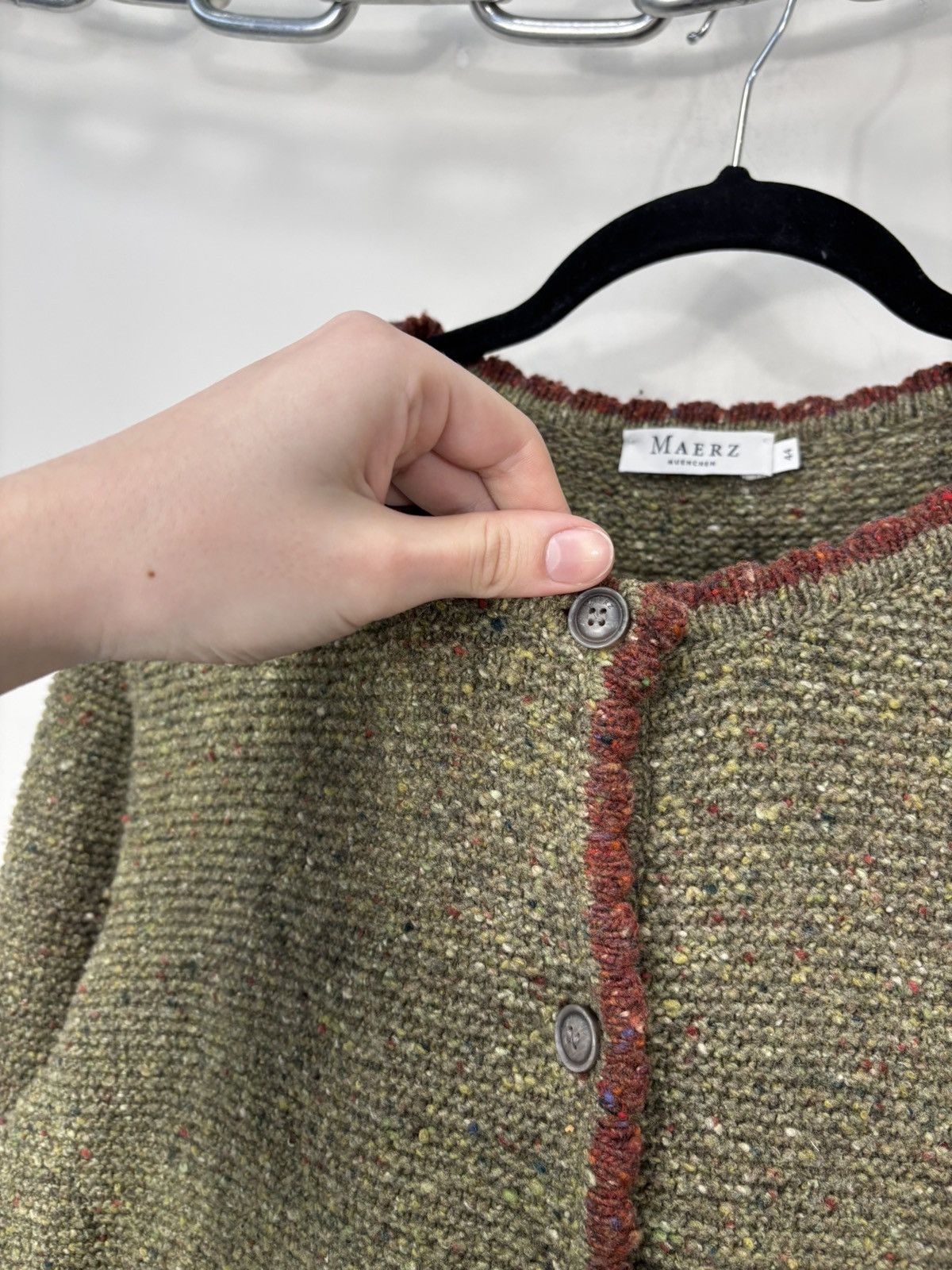 Other Maerz Muenchen Women’s Khaki Wool Blend Cardigan Sweater Size XL / US 12-14 / IT 48-50 - 8 Thumbnail
