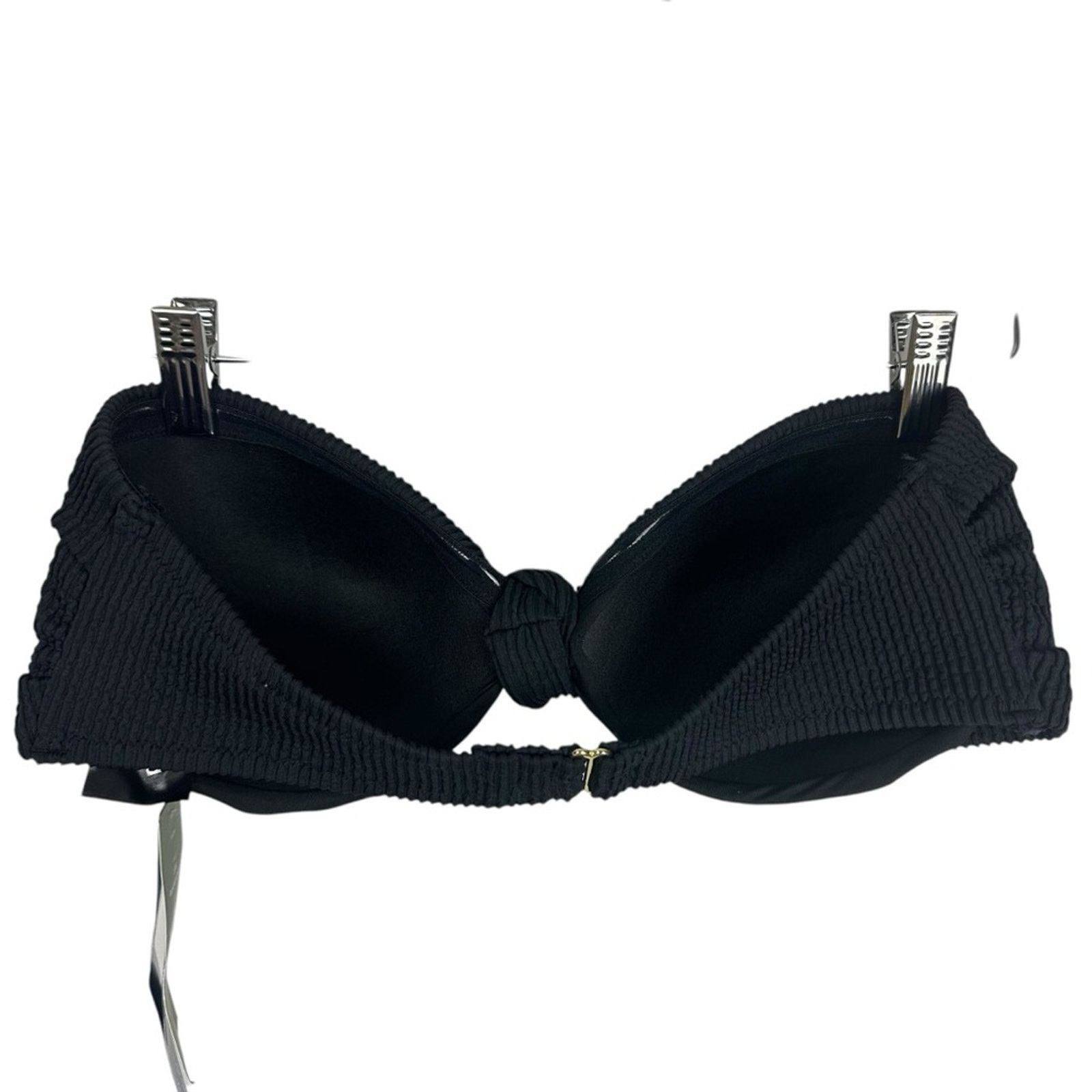 H&M NWT H&M Black Textured Tie Knot Bandeau Bikini Top Size 10 Size L / US 10 / IT 46 - 2 Thumbnail