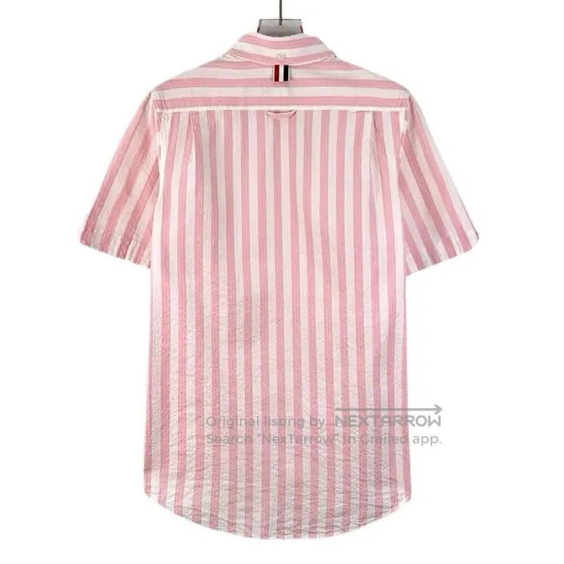 Thom Browne Thom Browne Pink Striped Cotton Short Sleeve Shirt . Size S / US 4 / IT 40 - 2 Thumbnail