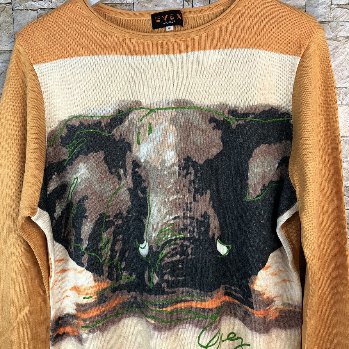 Japanese Brand × Vintage Evex big elephant Orange Knitwear #A1185 Size L / US 10 / IT 46 - 7 Thumbnail