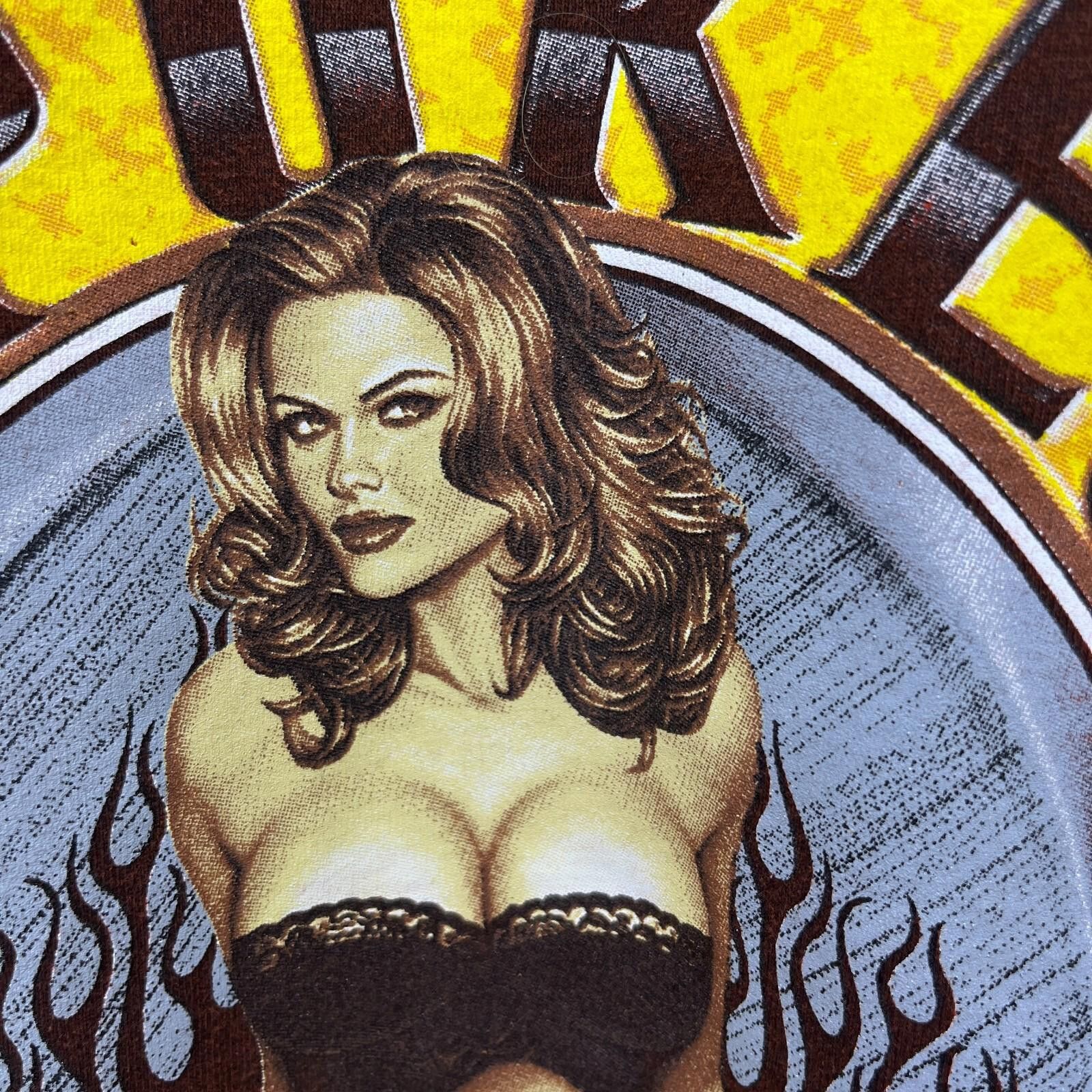 Harley Davidson Vintage Biker Hot Girl Boobs Flames Harley Shirt XL Size US XL / EU 56 / 4 - 3 Thumbnail