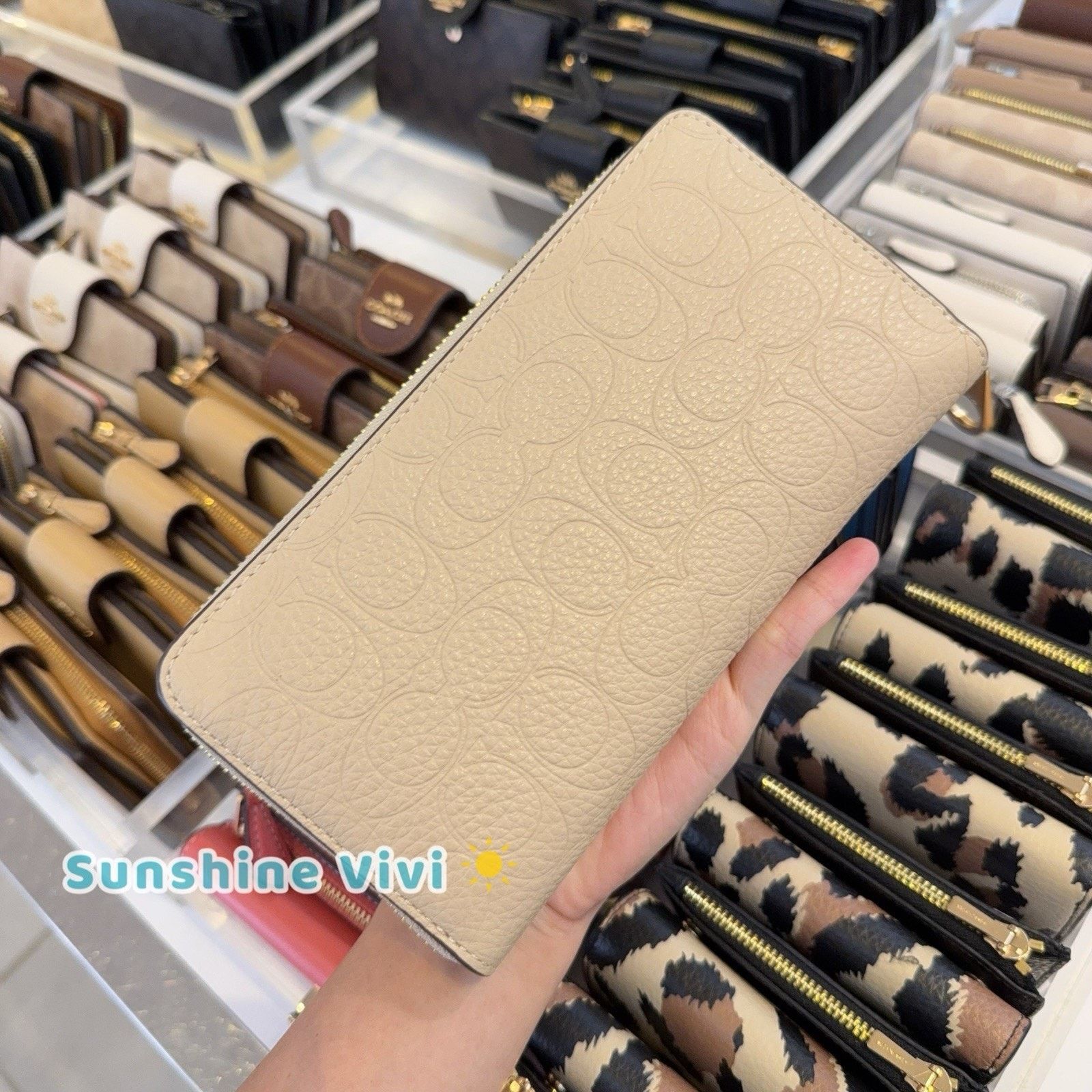 Coach NWT Coach Long Zip Around Wallet Signature Leather CCL35 Oat Size ONE SIZE - 3 Thumbnail