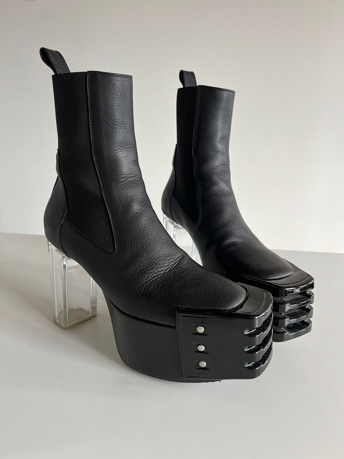 Pre-owned Rick Owens Wood Grill Kiss Black Boots