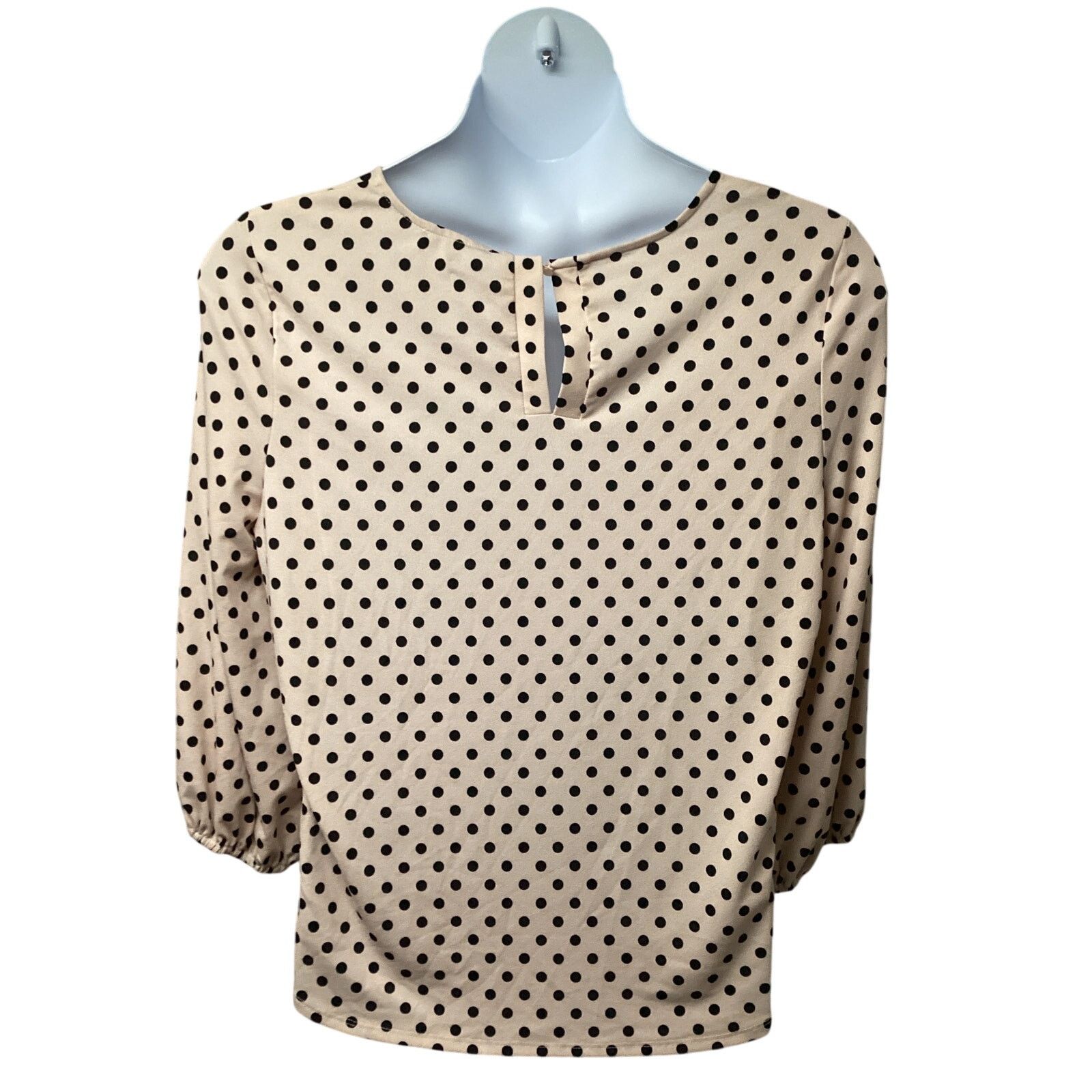 Adrianna Papell Adrianna Papell Beige Polka Dot Top Shirt XL Stretch Size XL / US 12-14 / IT 48-50 - 3 Thumbnail
