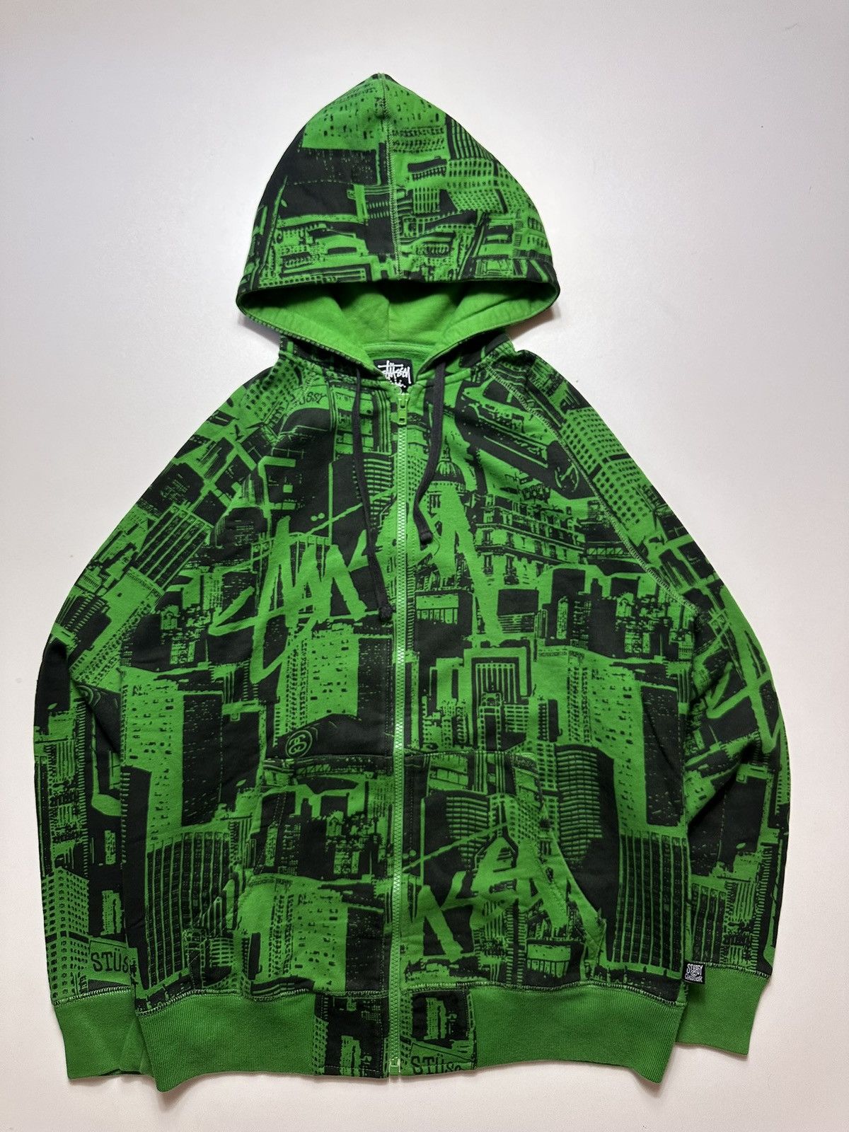 Streetwear × Stussy Stussy Flipped Zip Hoodie 'Green' | Grailed