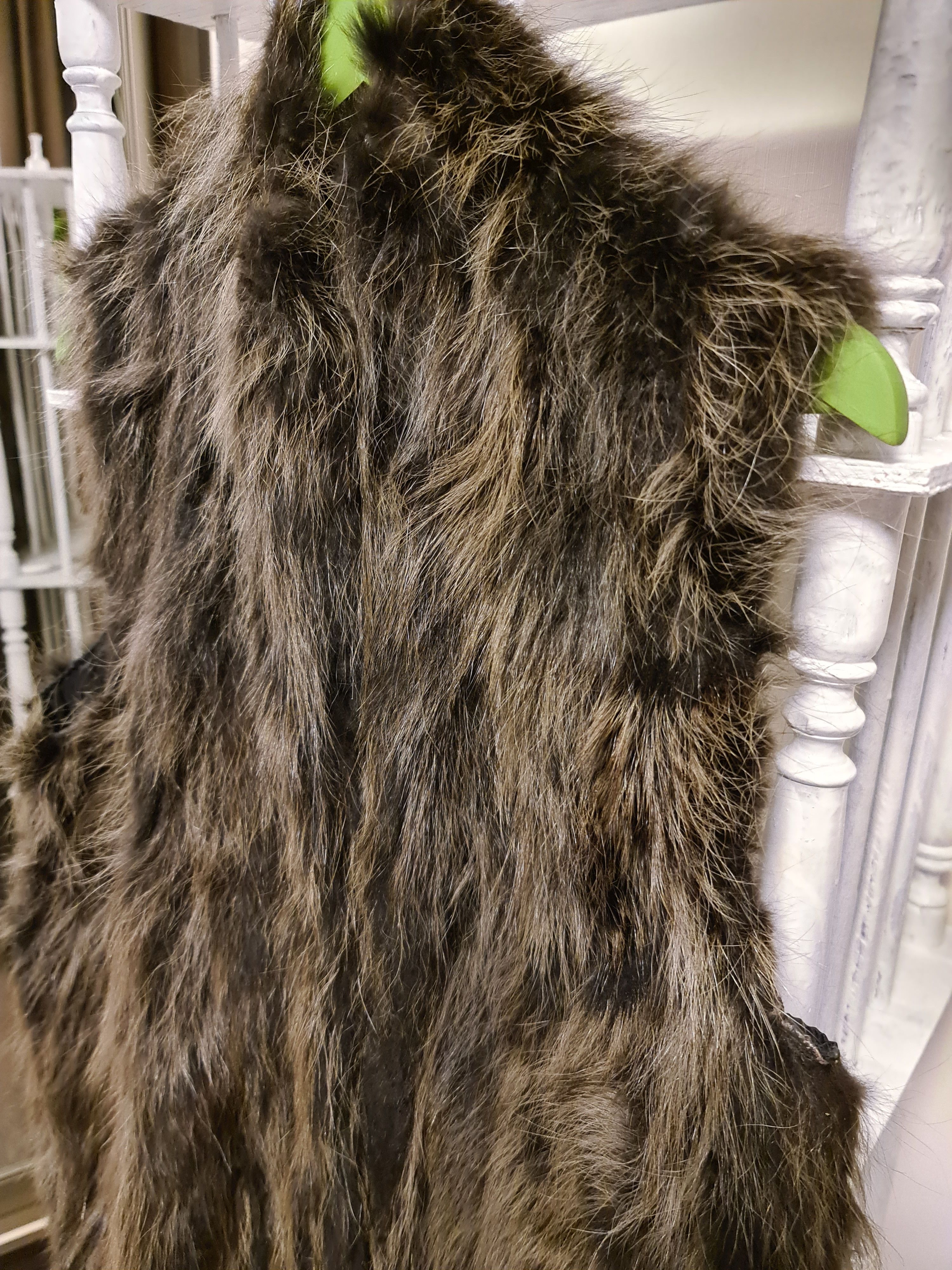 Genuine Leather Real fur black / brown long vest Size L / US 10 / IT 46 - 6 Thumbnail