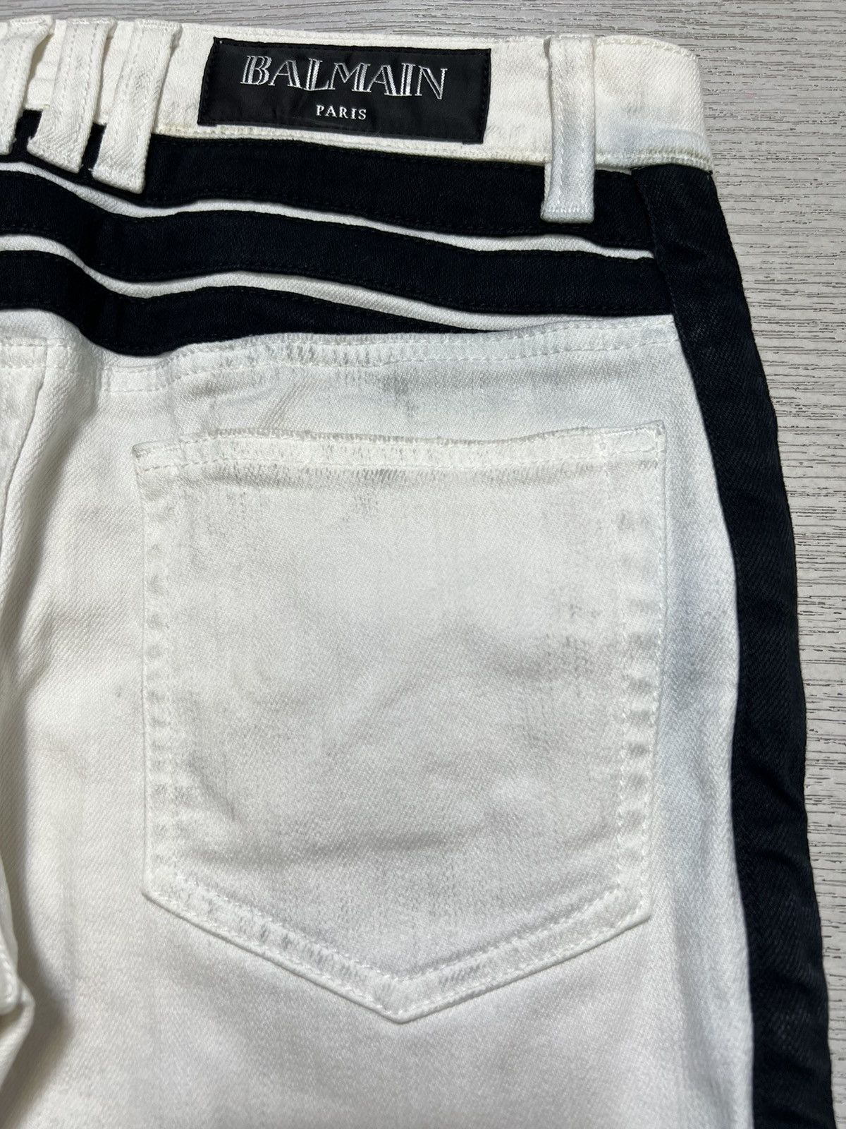 Balmain Balmain - S/S 15’ - White/Black Biker Jeans Size US 29 - 20 Thumbnail