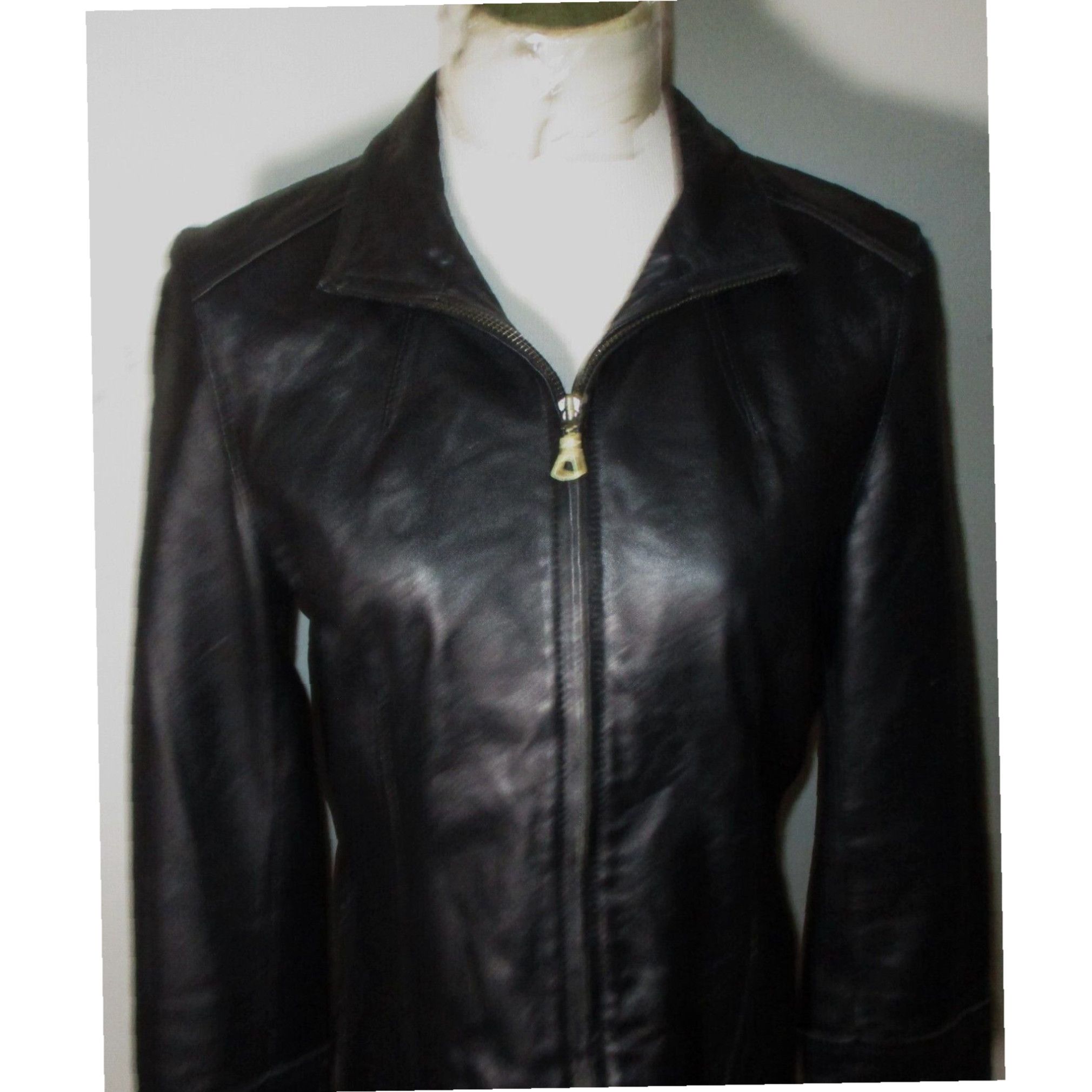 Womens Black Leather popular Jacket Size 6 Nine West