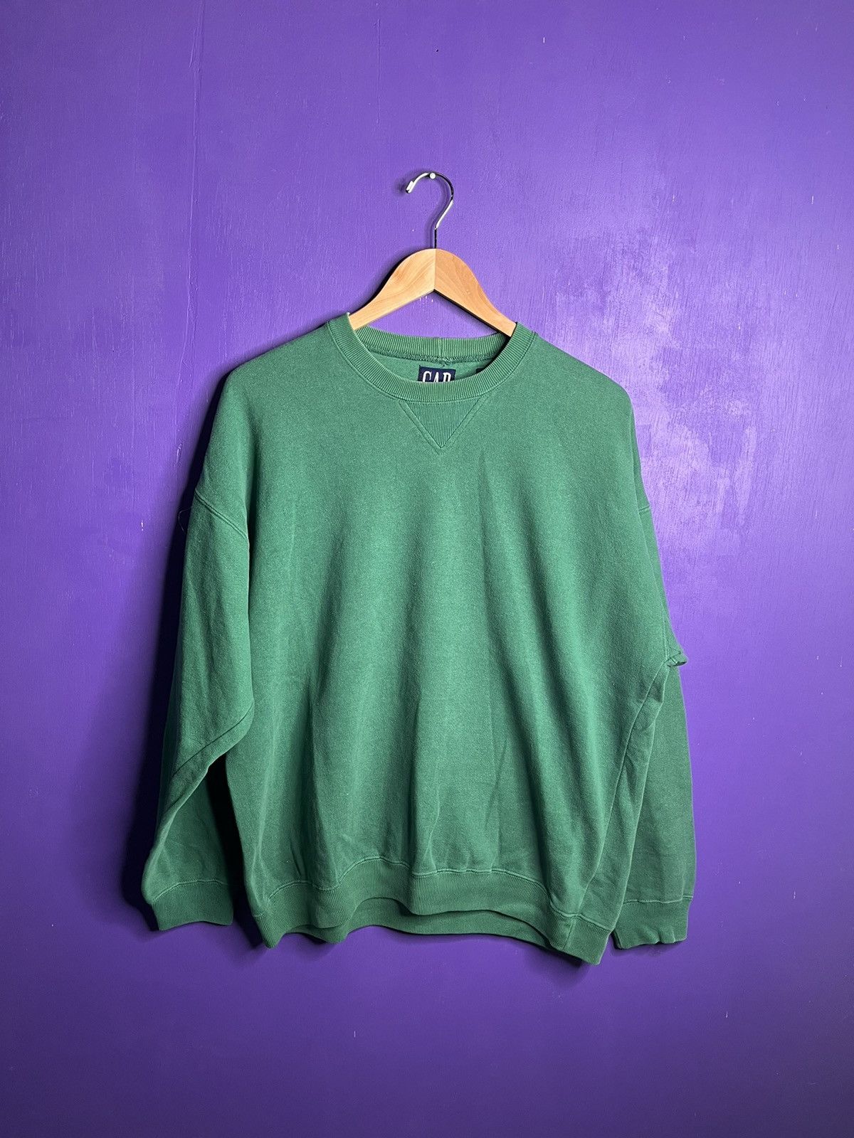 Gap × Vintage Vintage 90s GAP blank green sweatshirt Size US L / EU 52-54 / 3 - 1 Thumbnail