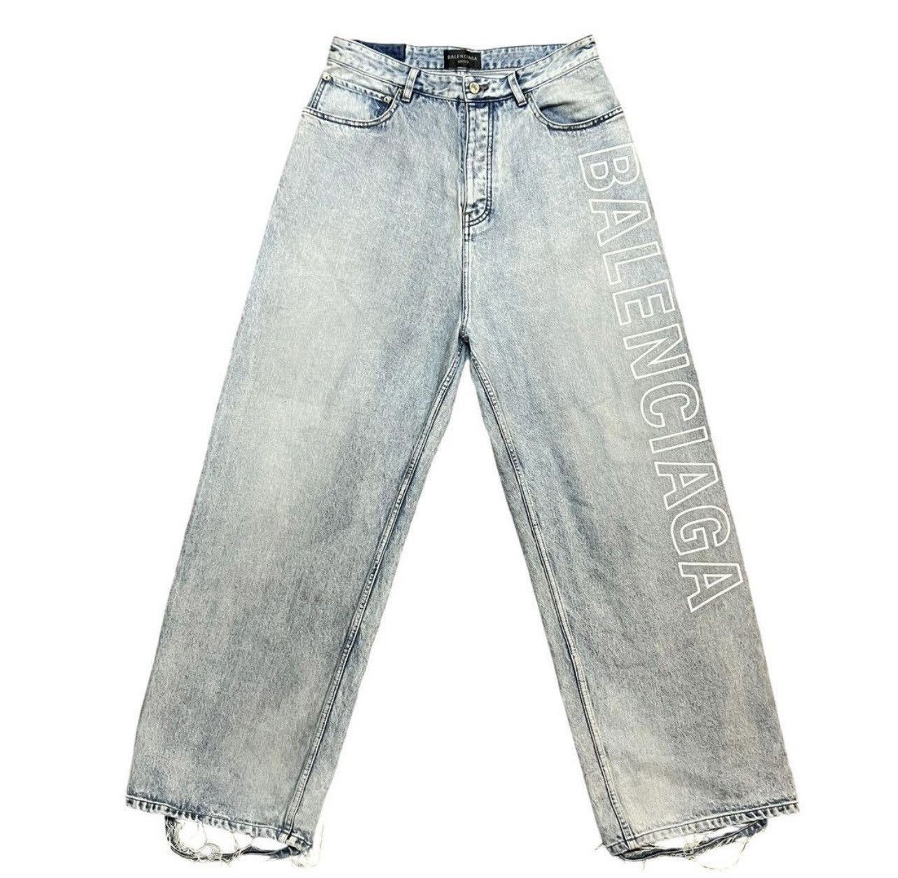 Balenciaga Pierced Baggy Jeans Indigo Blue | Grailed