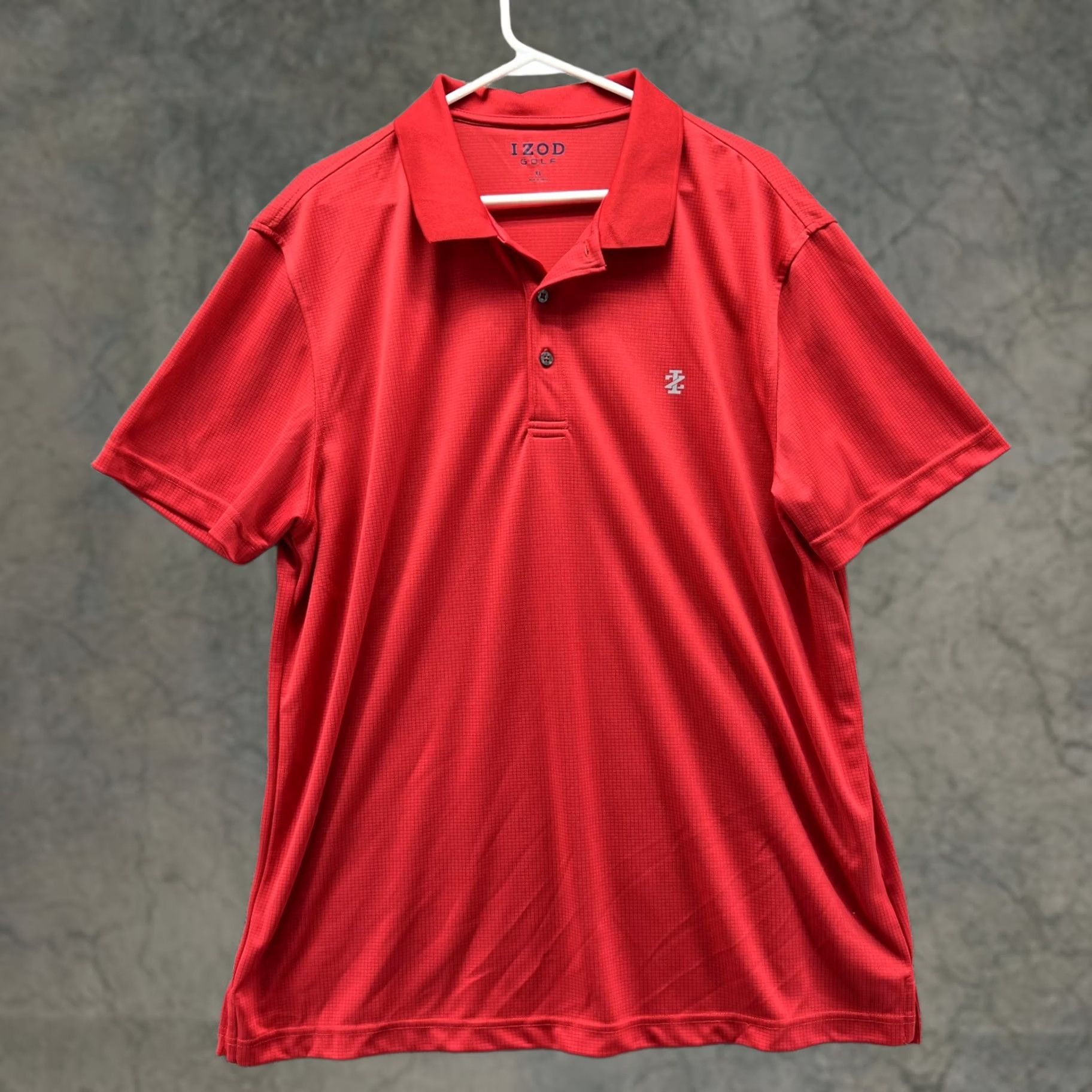 Izod Izod Polo Shirt Men XL Red Athletic Fit Polyester Golf Shirt LS Solid Pattern 46 Chest Club Sport Casual Size US XL / EU 56 / 4 - 1 Thumbnail
