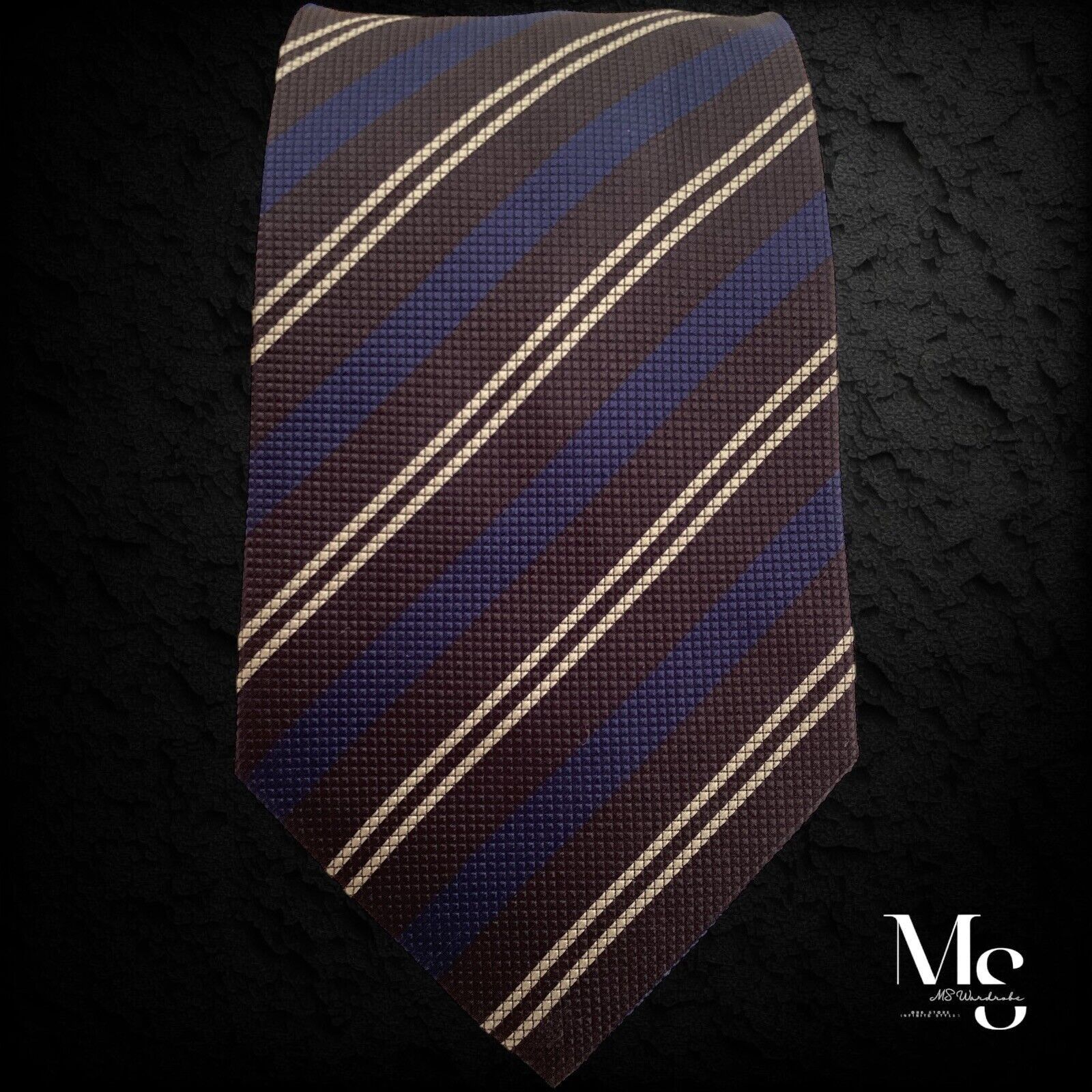 Fendi FENDI FF Current Brown Striped Silk Tie Made In Italy W:3.75 Size ONE SIZE - 5 Thumbnail