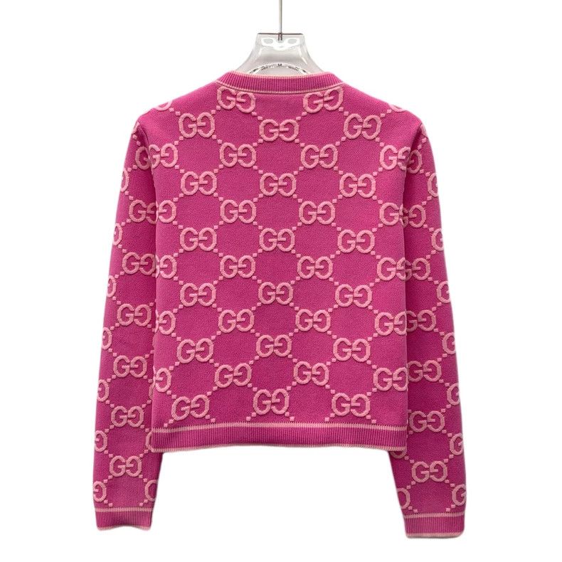 Gucci Gucci 24 pink logo jacquad full printed cotton round neck Size S / US 4 / IT 40 - 2 Thumbnail