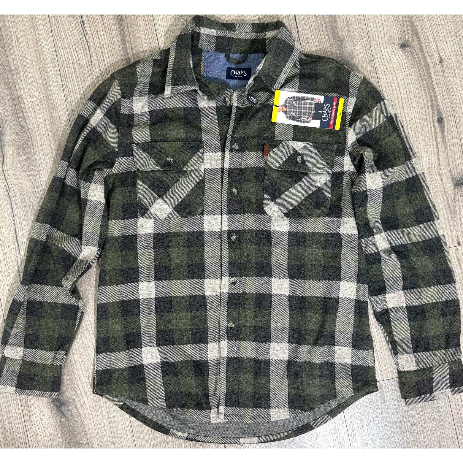 Other Chaps Knit Flannel Shirt Button Up Stretch Green Small Size US S / EU 44-46 / 1 - 2 Thumbnail