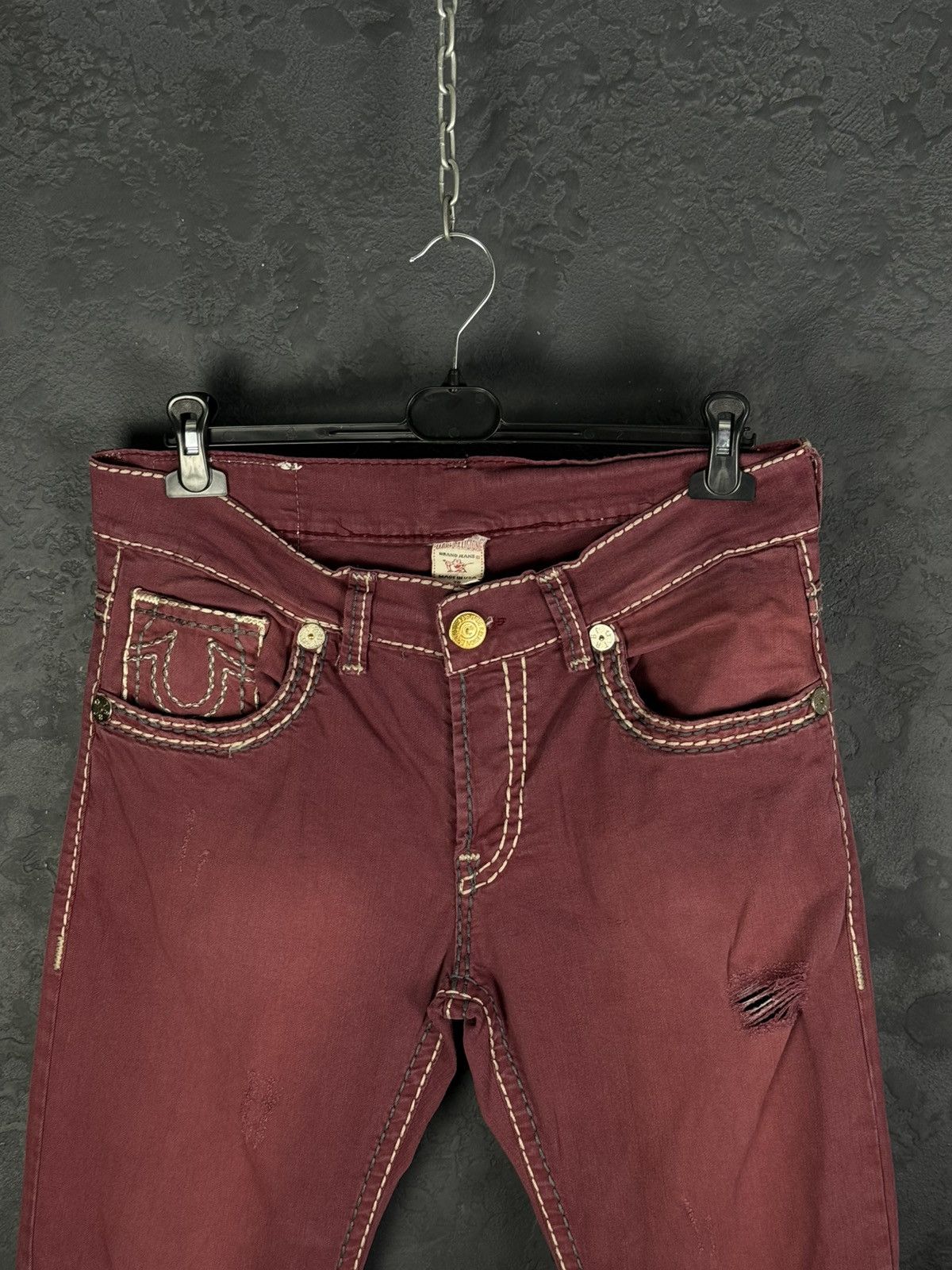 True Religion True Religion Baggy Straight Fit Red Jeans Size US 36 / EU 52 - 2 Thumbnail