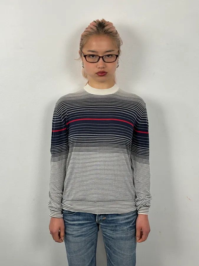 Dolce & Gabbana 2000s Dolce & Gabbana Navy & White Gradient Striped Sweater Size US S / EU 44-46 / 1 - 1 Thumbnail