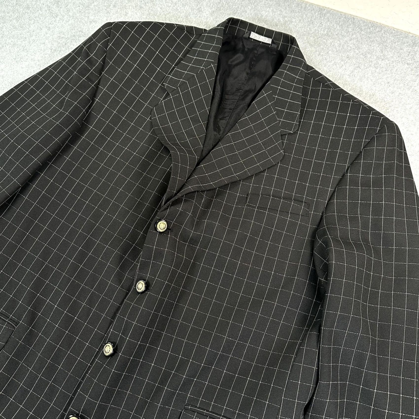 Vintage VINTAGE Falcone Suit Blazer Pants 2 Piece Mens 44 Long Black Windowpane Check USA Size 44R - 3 Thumbnail