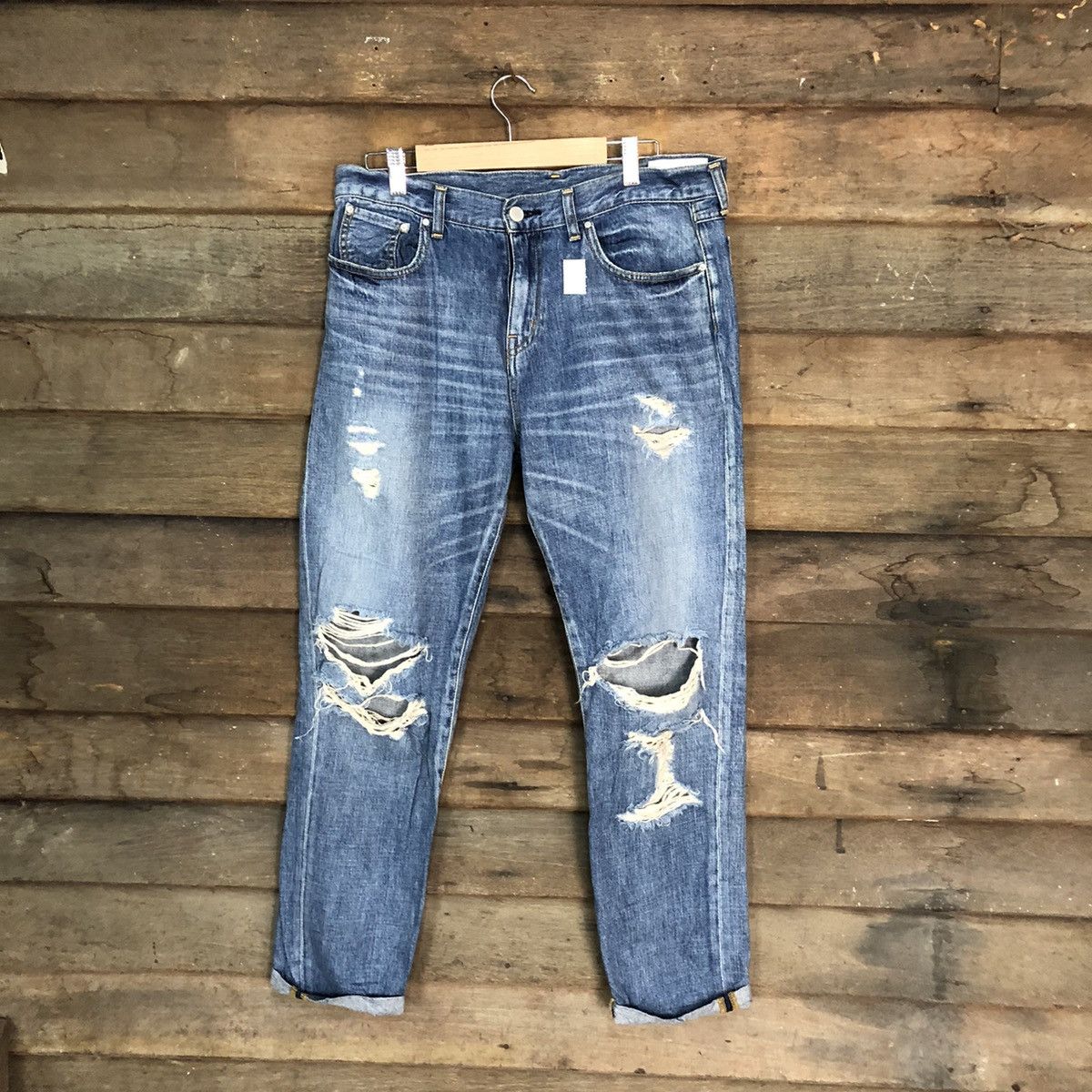Japanese Brand Mausonde Reefur ripped distressed Blue Denim Pants #7382 Size 30" / US 8 / IT 44 - 1 Thumbnail
