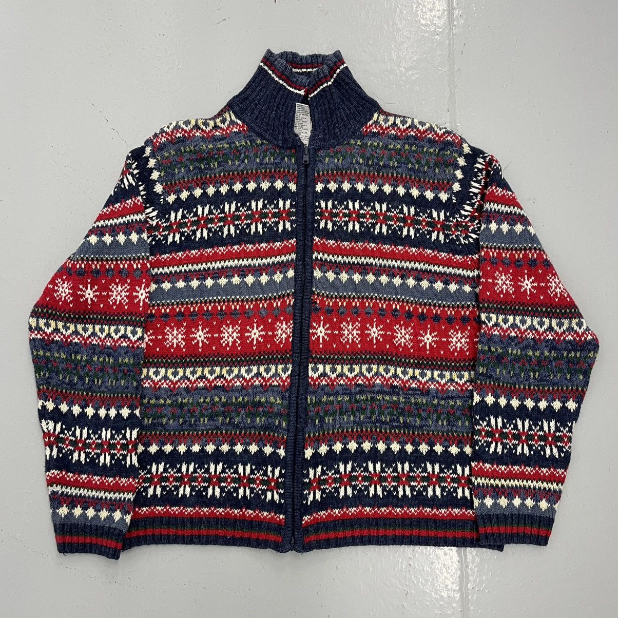 Other Vintage 90s Tiara Navy/Red Full Zip Pattern Sweater Size M / US 6-8 / IT 42-44 - 1 Thumbnail