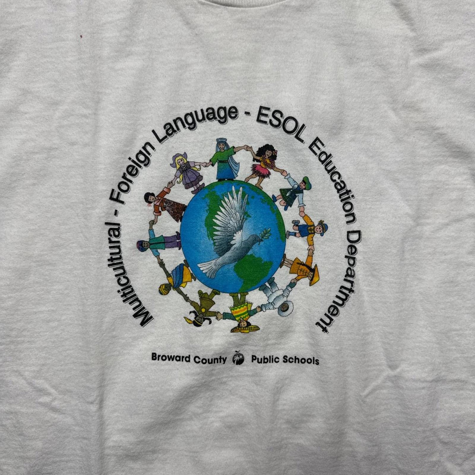 Fruit Of The Loom ESL Education 1990's Vintage Y2k Graphic T-Shirt Size US XL / EU 56 / 4 - 3 Thumbnail