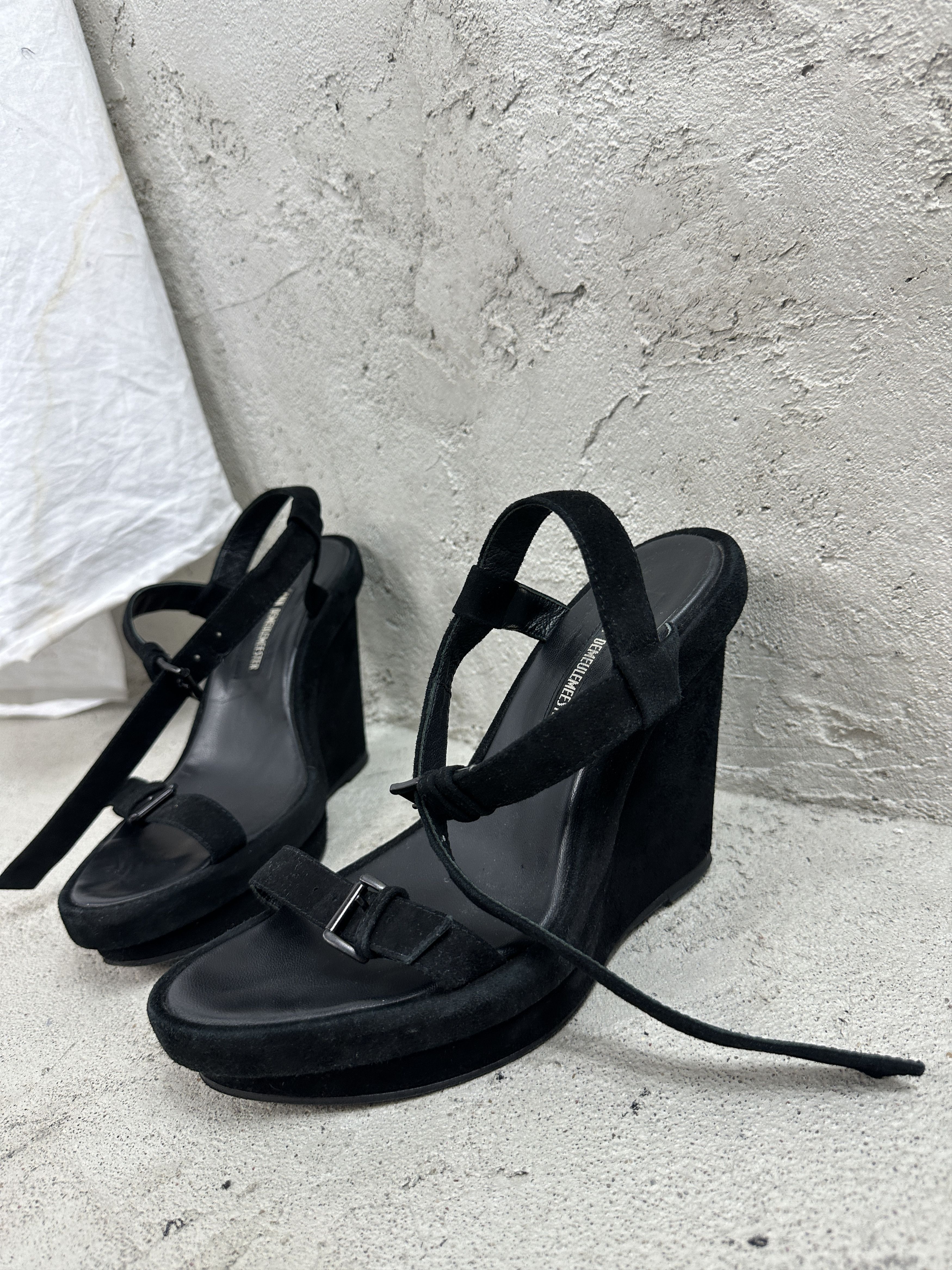 Ann Demeulemeester × Vintage Vintage Avant Garde Leather Wedge Suede Sandals Size US 8 / IT 38 - 1 Thumbnail
