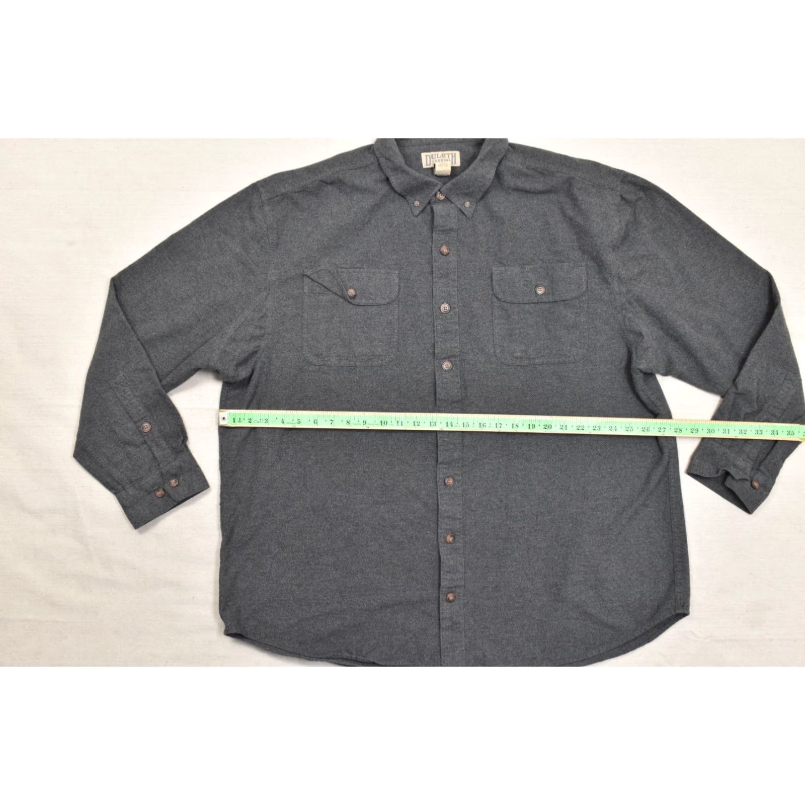 CO Duluth Shirt Men 2XLT Gray Cotton Flannel Long Sleeve Button-Down Work Shirt Size US XXL / EU 58 / 5 - 8 Thumbnail