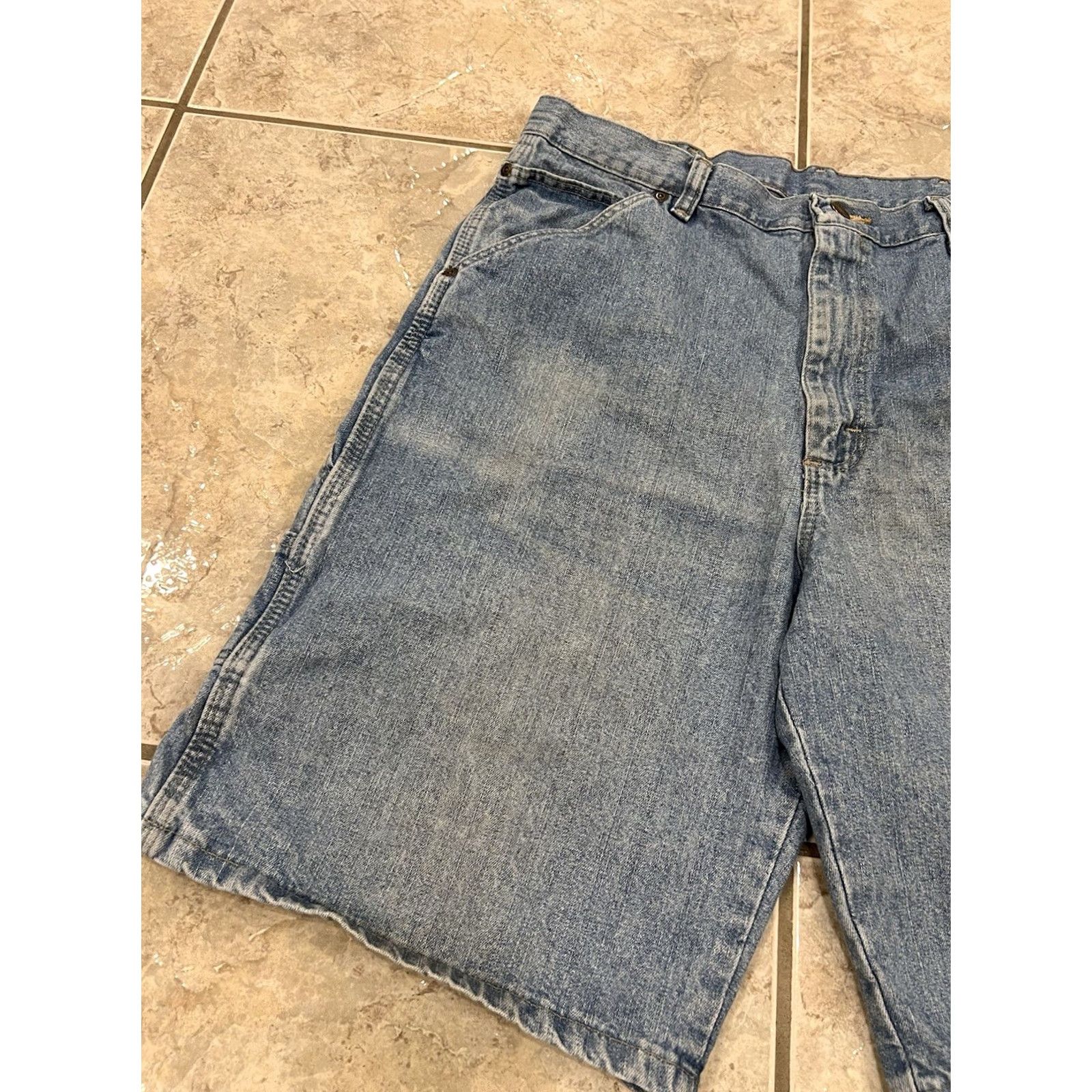 Wrangler VINTAGE Wrangler Blue Denim Carpenter Shorts Jorts 10.5" 34 Mens 90s Grunge Workwear Distressed Size US 34 / EU 50 - 7 Thumbnail