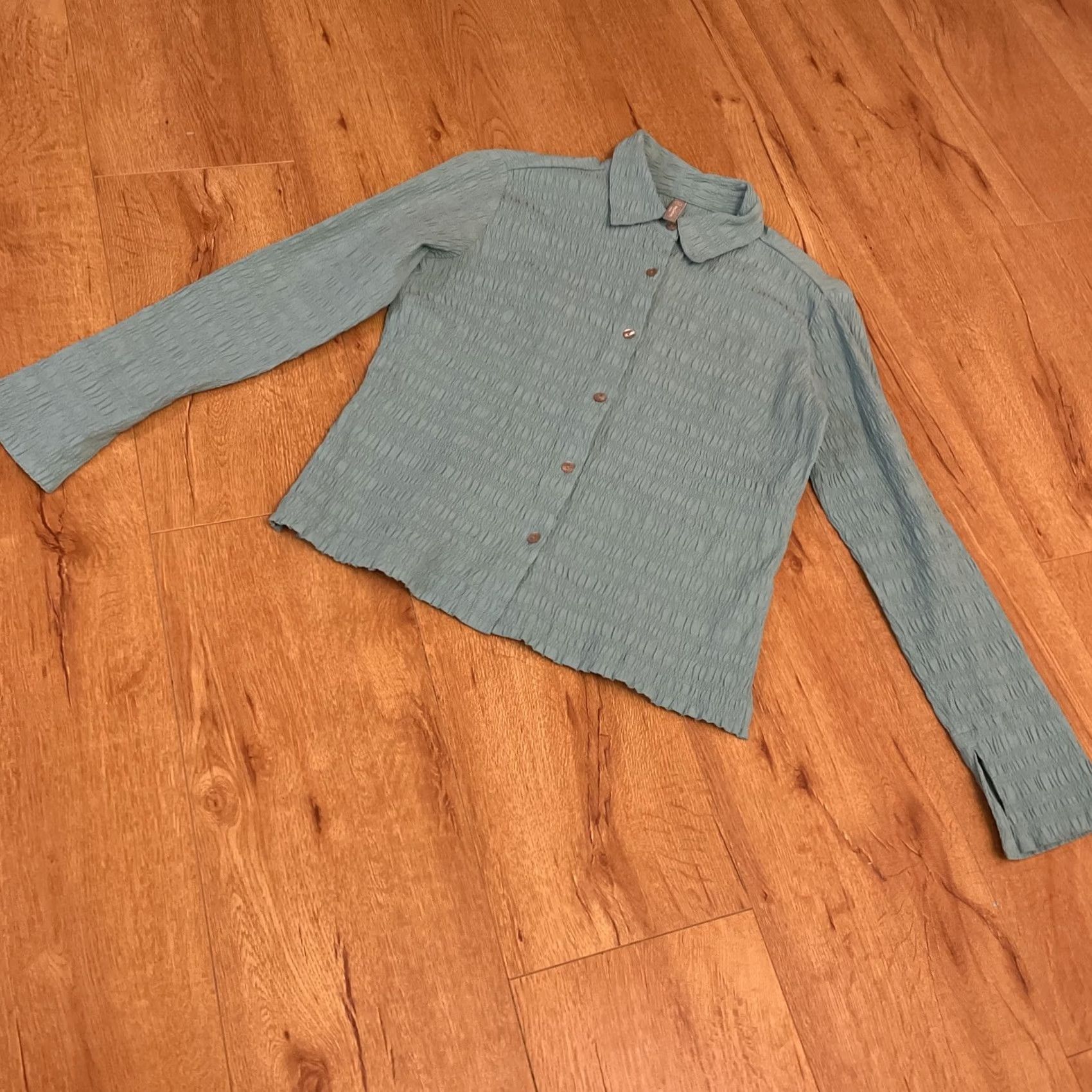 Vintage VINTAGE Hanna Andersson Top Women’s Size 6 Teal Long Sleeve Button-Up 90s Green Women Size M / US 6-8 / IT 42-44 - 2 Thumbnail