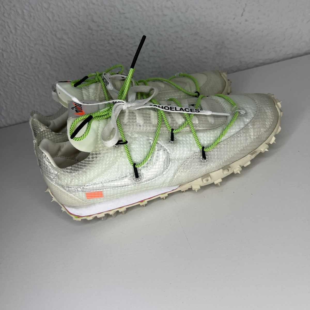 Nike × Off-White Nike Off-White Waffle Racer SP White Electric Green Size US 8 / EU 41 - 3 Thumbnail