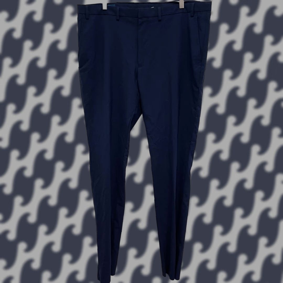 Cole Haan Cole Haan Grand.OS Pants Wool Blend Navy Blue Flat Front 40x35 Men's Dress Pants Slim Fit Professional Flagship Collection Size US 40 / EU 56 - 1 Thumbnail