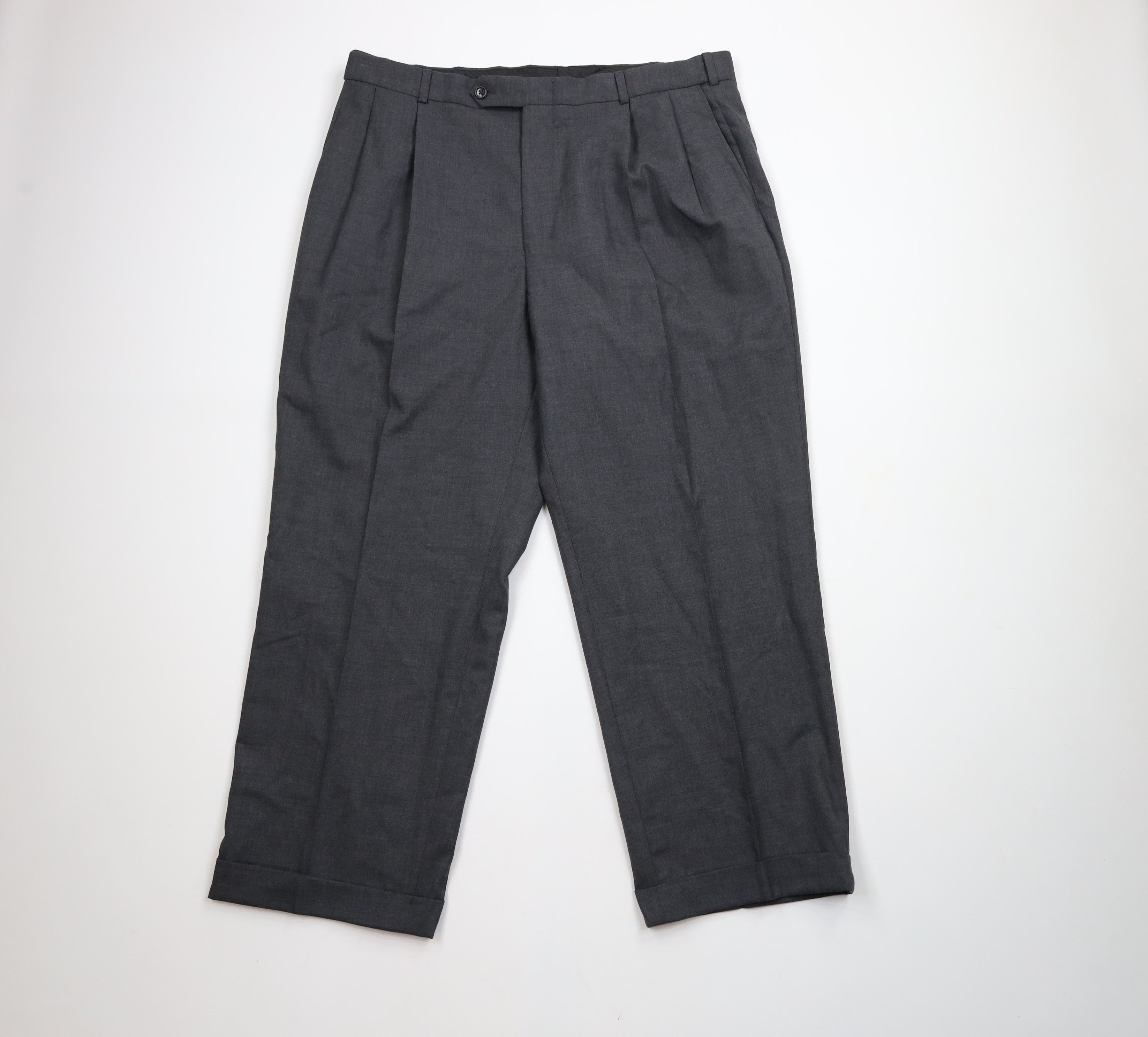 Lands' End × Vintage Vintage 90s Lands End Cuffed Wide Leg Chino Pants Gray Size US 38 / EU 54 - 1 Thumbnail