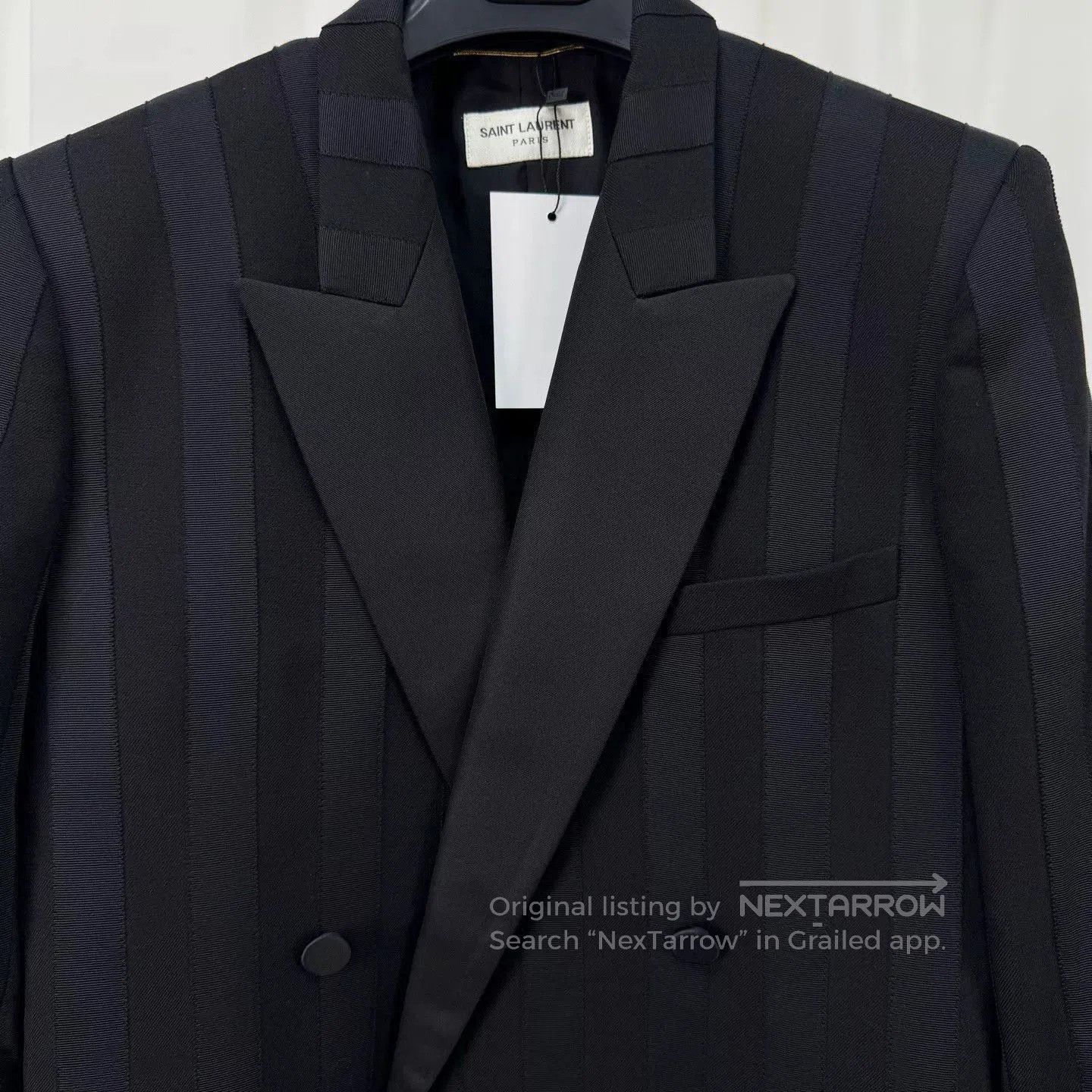Saint Laurent Paris black striped smoking jacket by Saint Laurent. Size US M / EU 48-50 / 2 - 3 Thumbnail