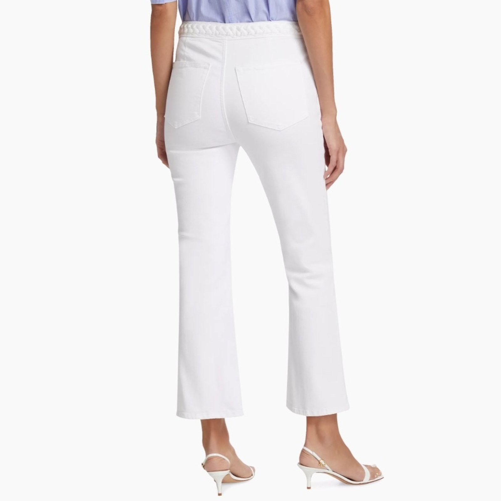 Frame FRAME Braided Crop Mini Boot Cut Jeans in Blanc White Sz. 23 Size 23" - 5 Thumbnail