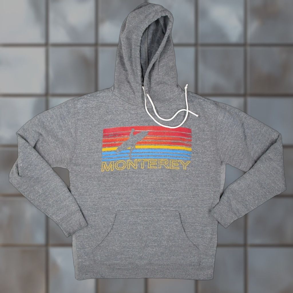 Delta Delta Fleece Hoodie Mens M Gray Monterey Beach Surf Graphic Pullover Hooded Pockets 80s 90s Beach Size US M / EU 48-50 / 2 - 1 Thumbnail