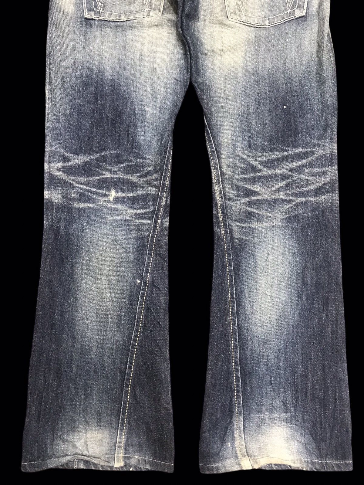 Edwin 💥BOOTCUT💥ARCHIVAL EDWIN STONE WASH DISTRESSED DENIM F112 Size US 35 - 13 Thumbnail