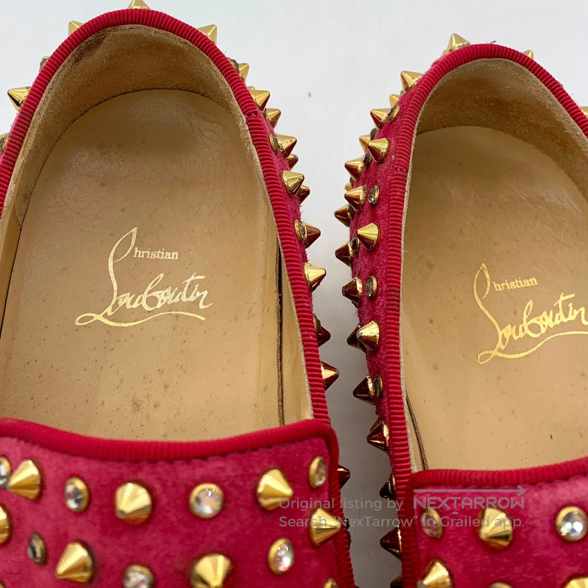 Christian Louboutin Christian Louboutin Red Full Stud Casual Flat Slip-On Loaf Size US 6.5 / IT 36.5 - 9 Thumbnail