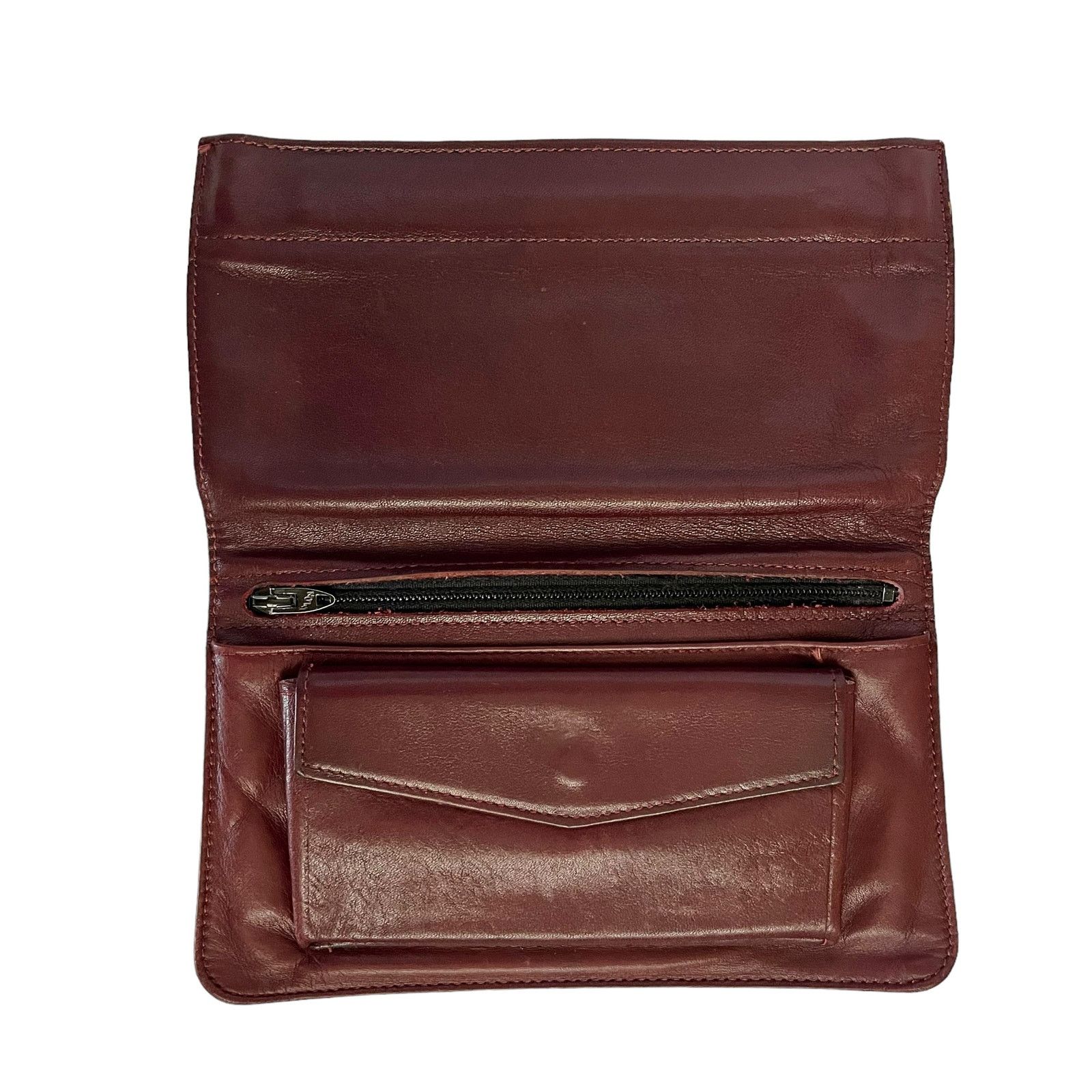 Bosca × Vintage Vintage Bosca Burgundy Leather Foldover Clutch Purse Wallet Size ONE SIZE - 3 Thumbnail