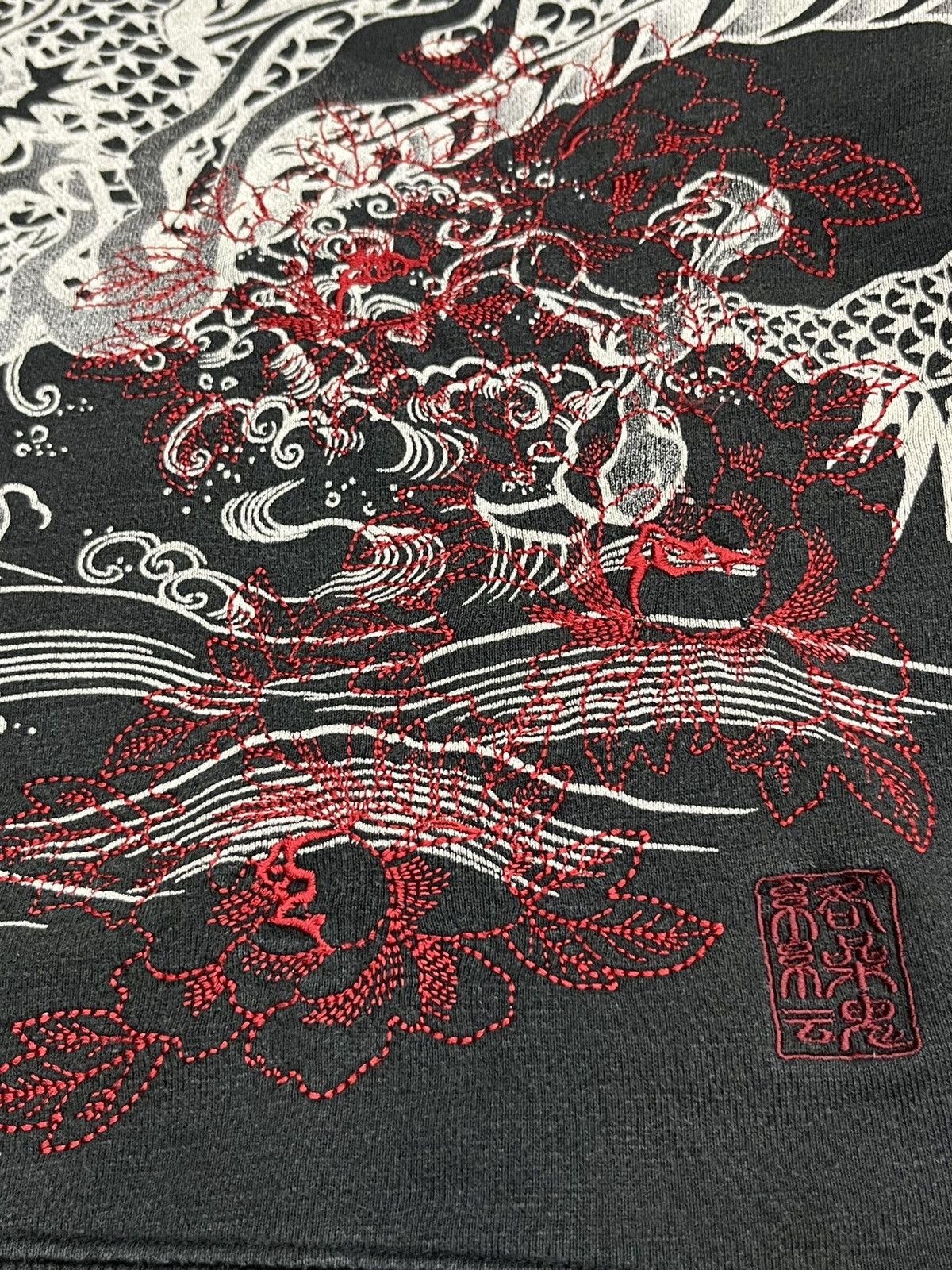 Karakuri Tamashii Karakuri Tamashii Dragon Print Japan Faded Black Sweater Size US XL / EU 56 / 4 - 8 Thumbnail